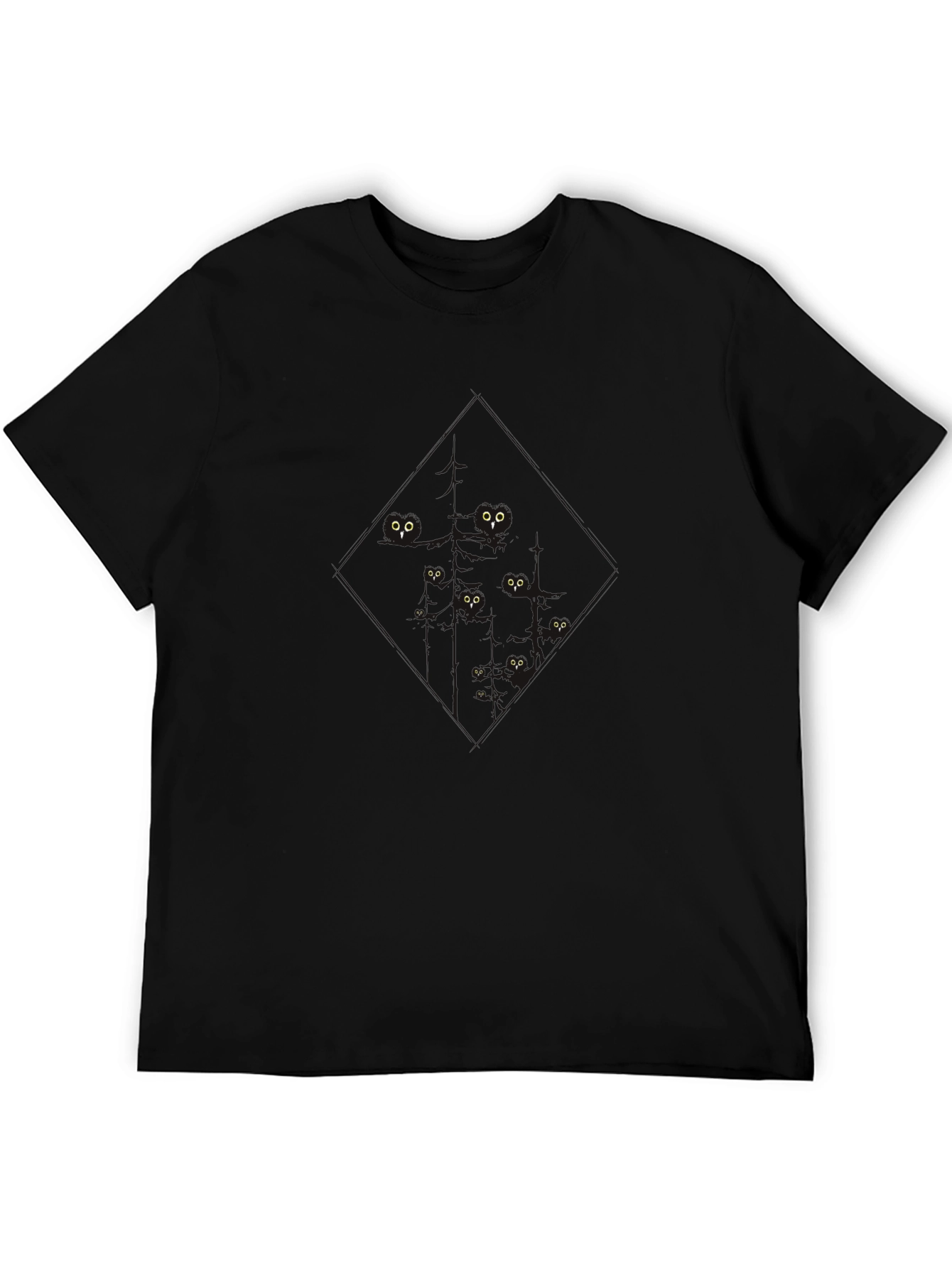 Mens Black T-Shirt with Eyes in the Dark Design