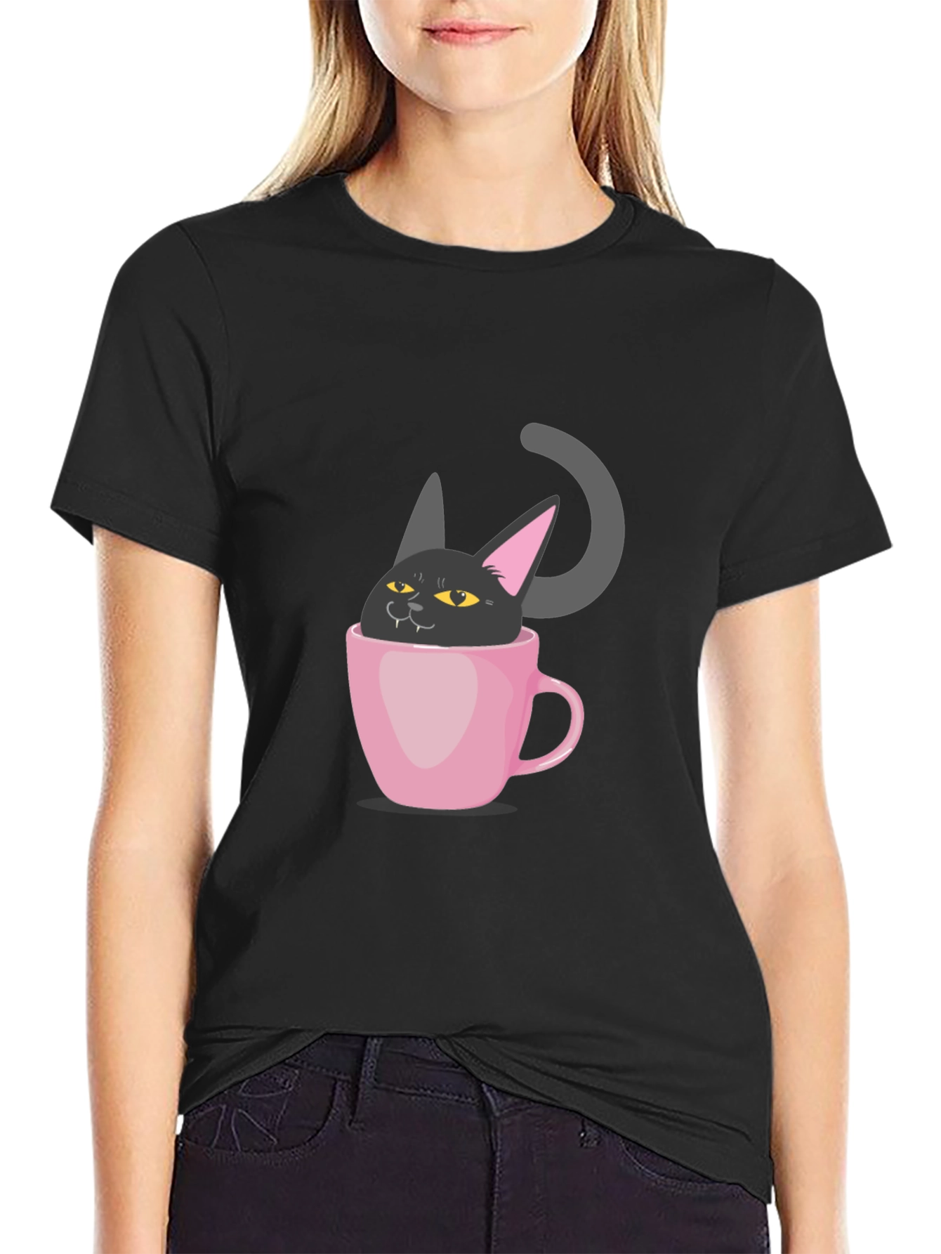Black Cat in a Cup T-Shirt