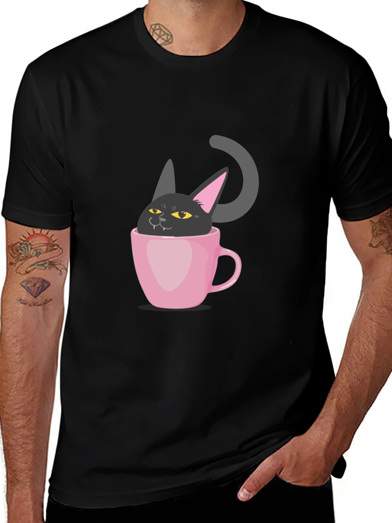 Black Cat in a Cup T-Shirt