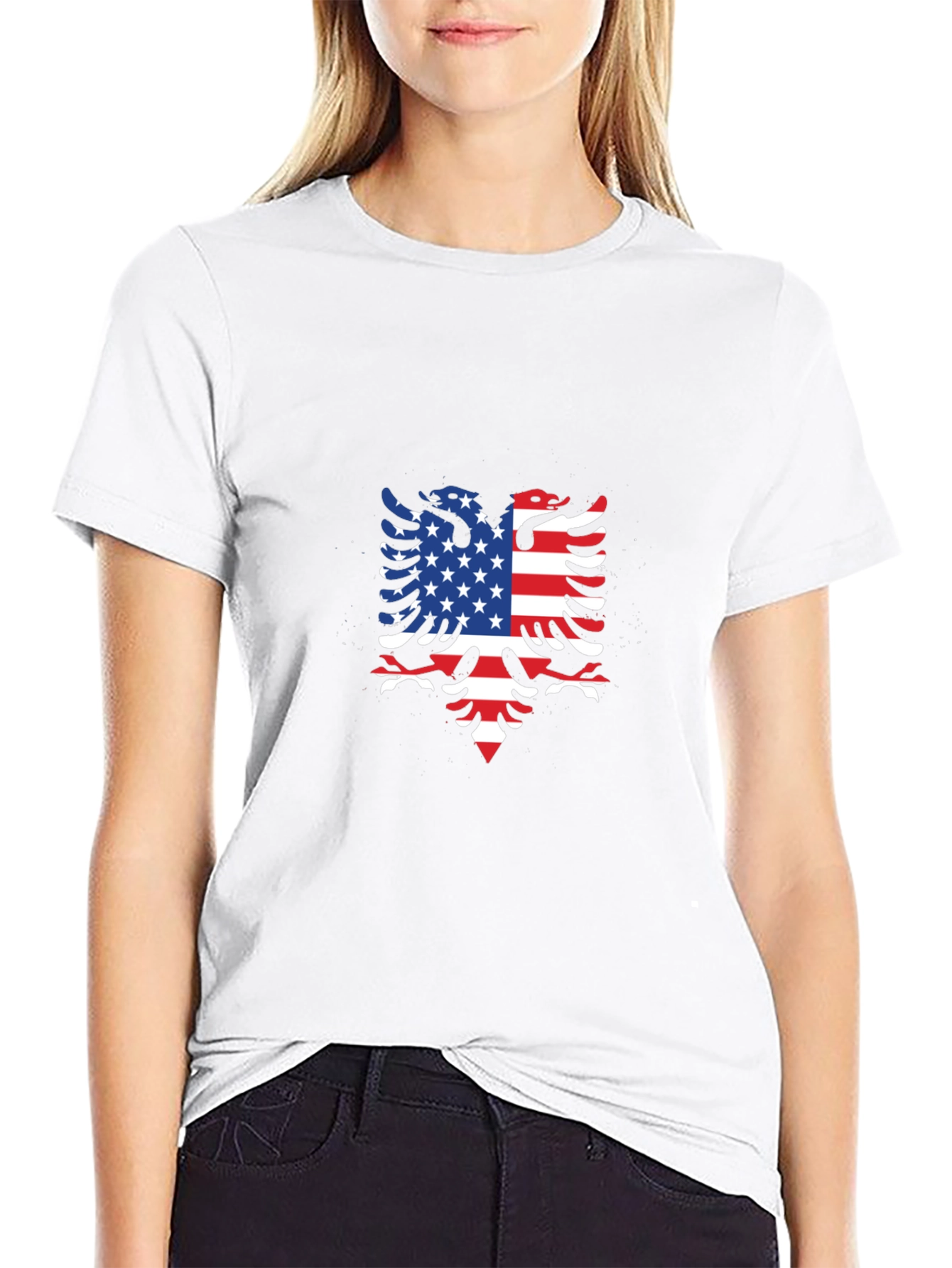 American Albanian Flag Eagle Black T-Shirt