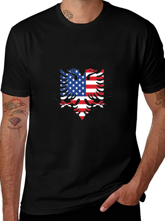 American Albanian Flag Eagle Black T-Shirt