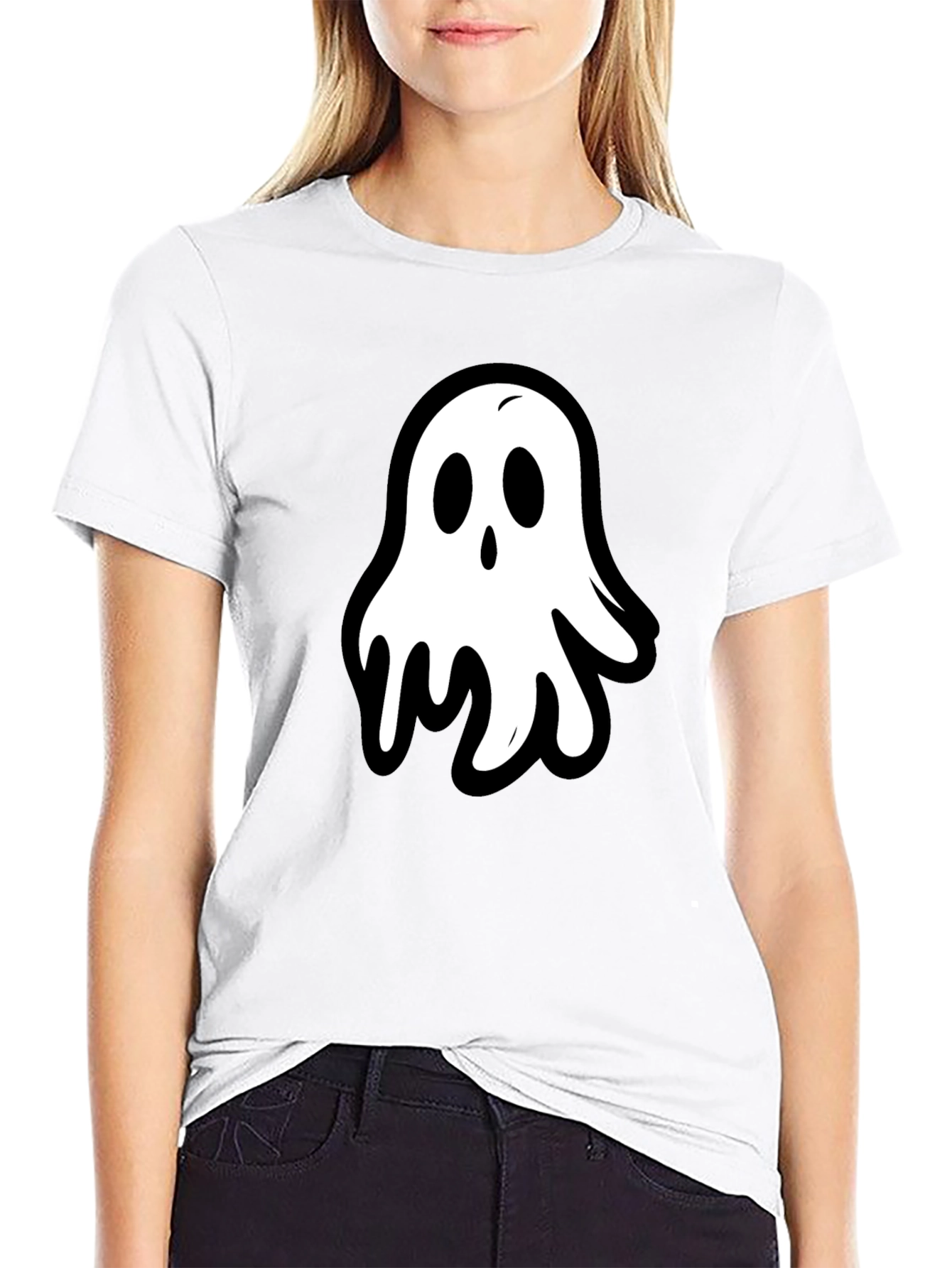 Ghost Graphic Black T-Shirt - Spooky Season Style