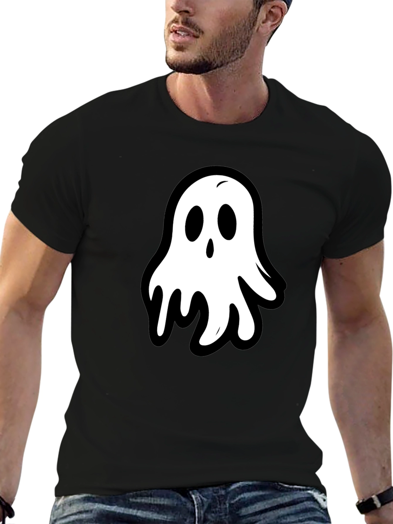 Ghost Graphic Black T-Shirt - Spooky Season Style