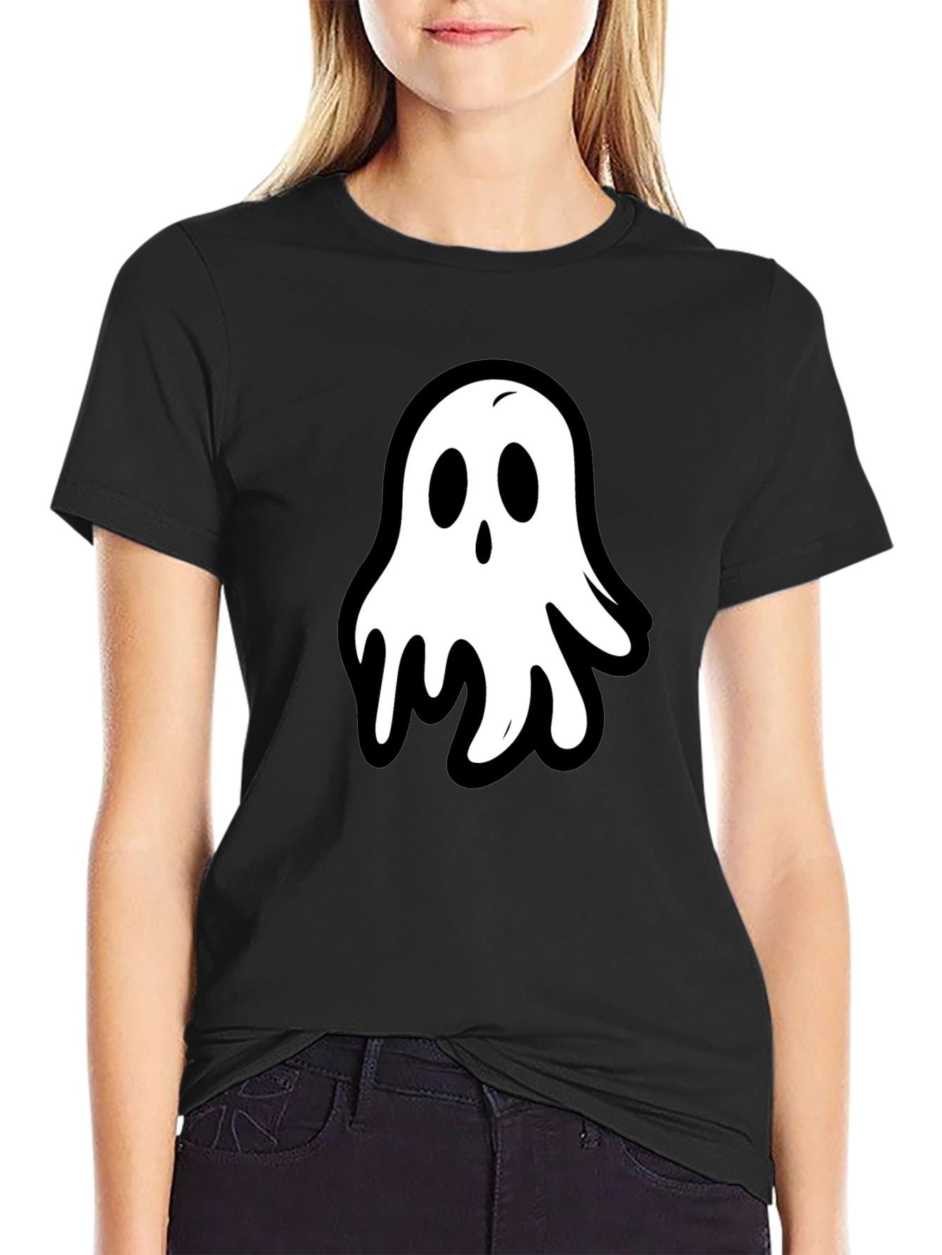 Ghost Graphic Black T-Shirt - Spooky Season Style