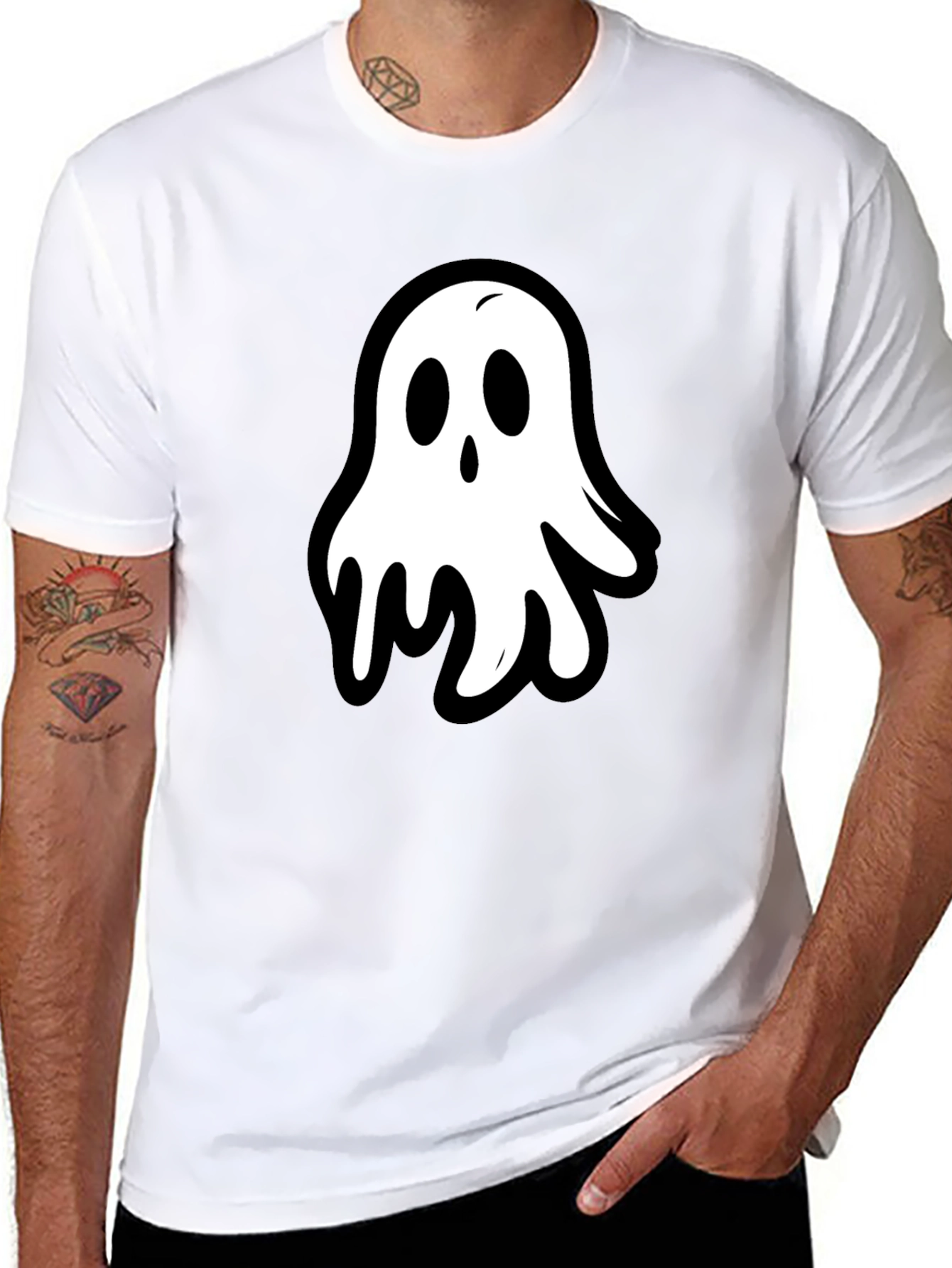 Ghost Graphic Black T-Shirt - Spooky Season Style