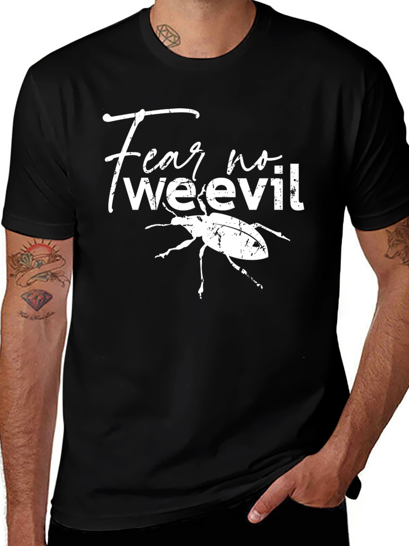 Fear No Weevil Funny Graphic Tee - Black