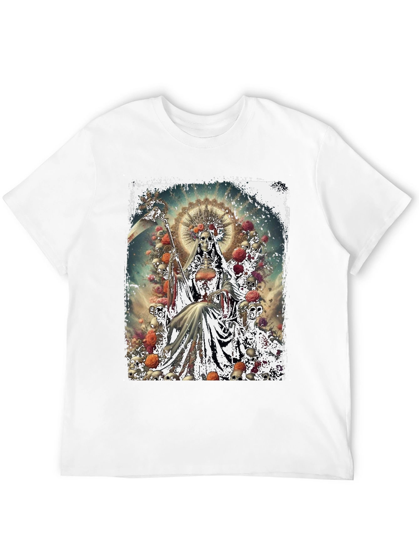 Grim Reaper Skull Rose Graphic Tee