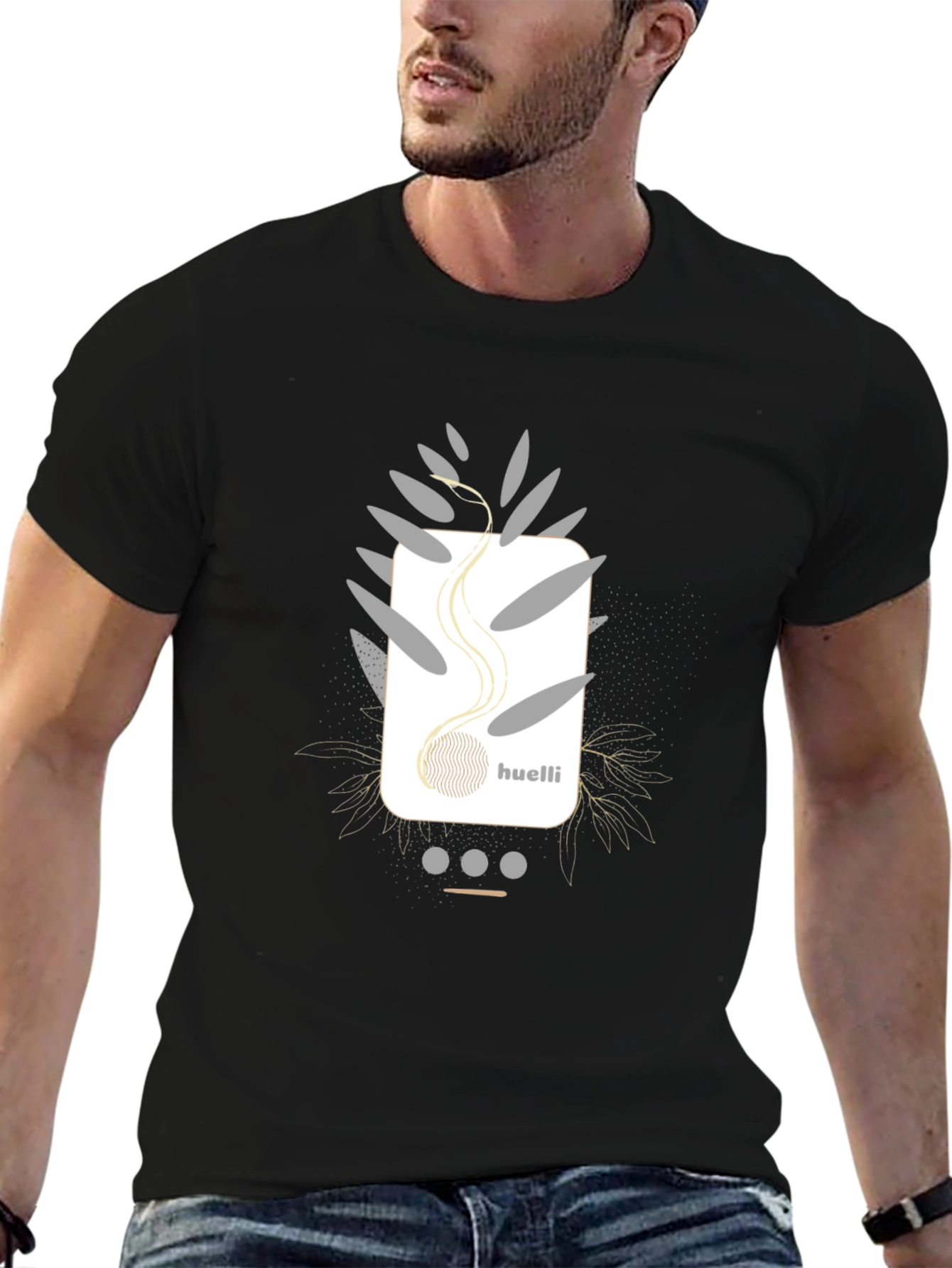 Stylish Black Graphic Tee - Modern Abstract Design