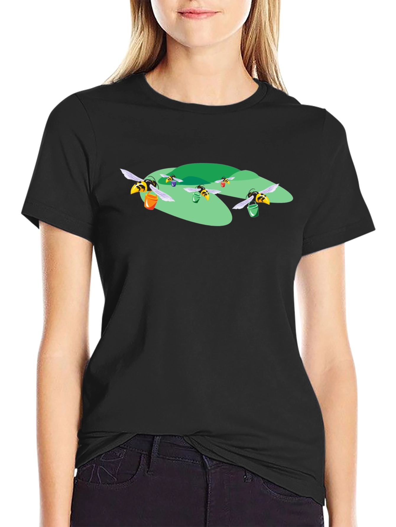Honey Bees Graphic T-Shirt - Black Cotton Tee