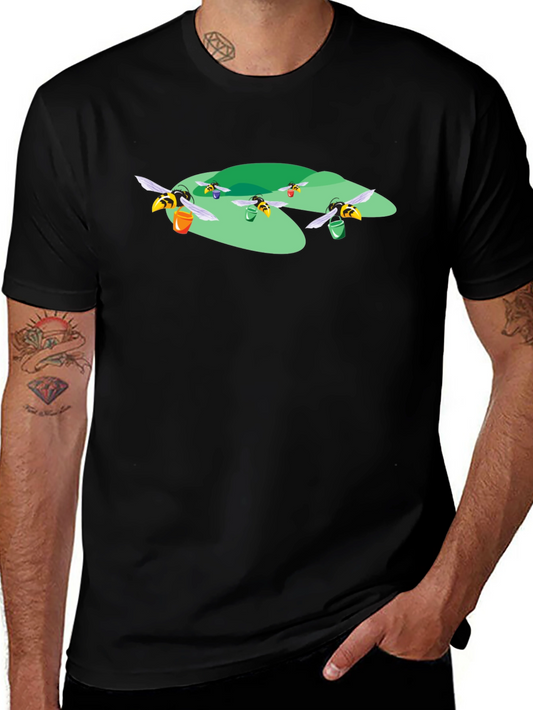 Honey Bees Graphic T-Shirt - Black Cotton Tee
