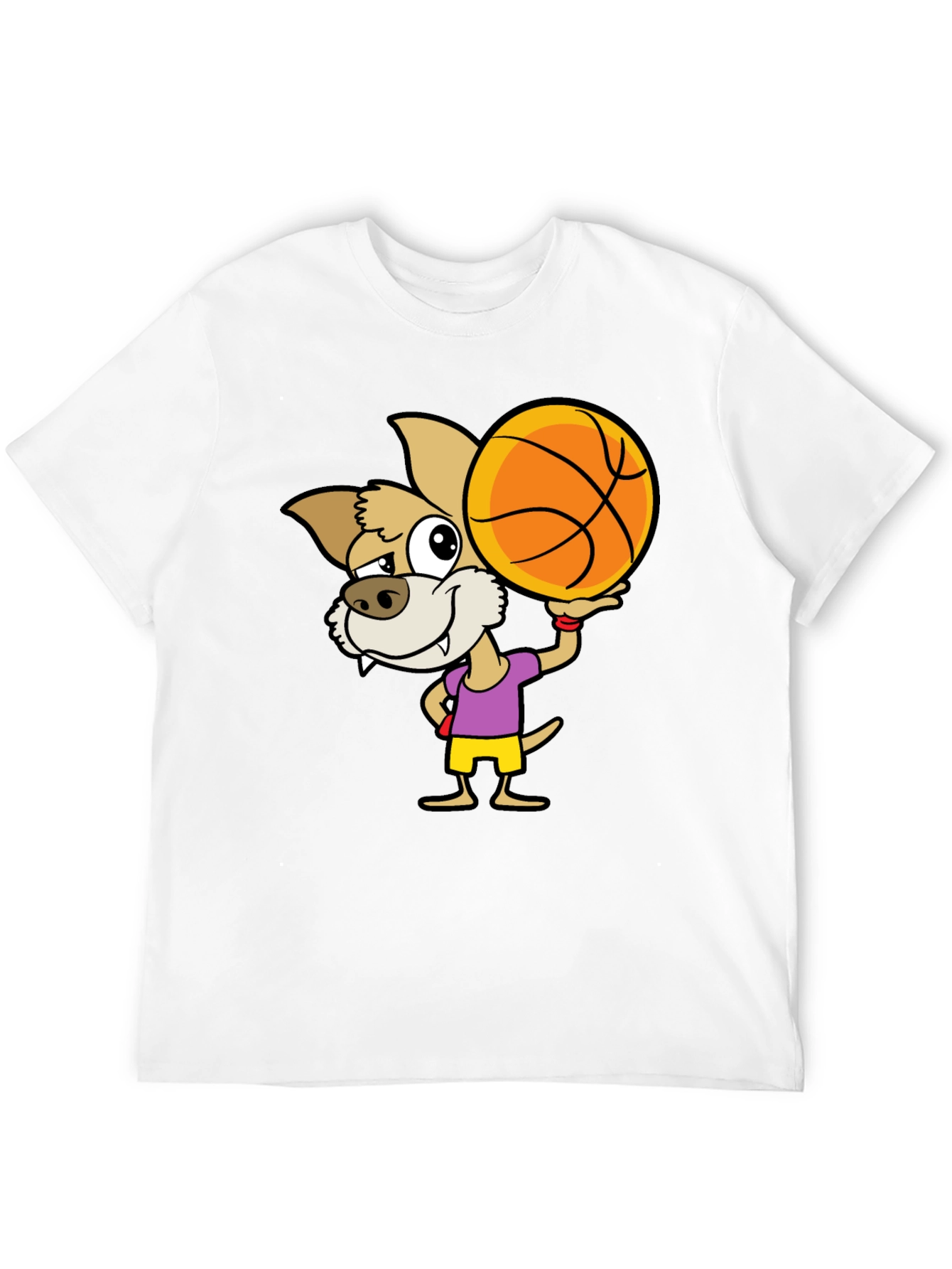 Cartoon Dog Basketball Graphic T-Shirt