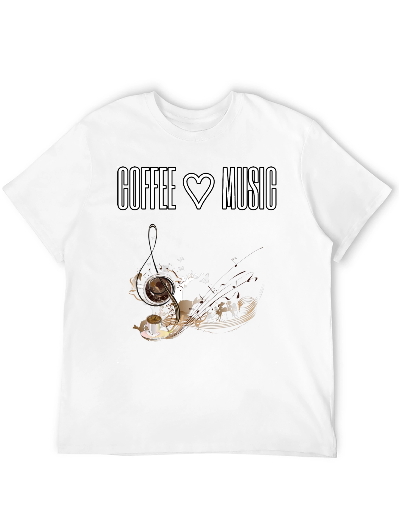 Coffee and Music Lover T-Shirt - Black