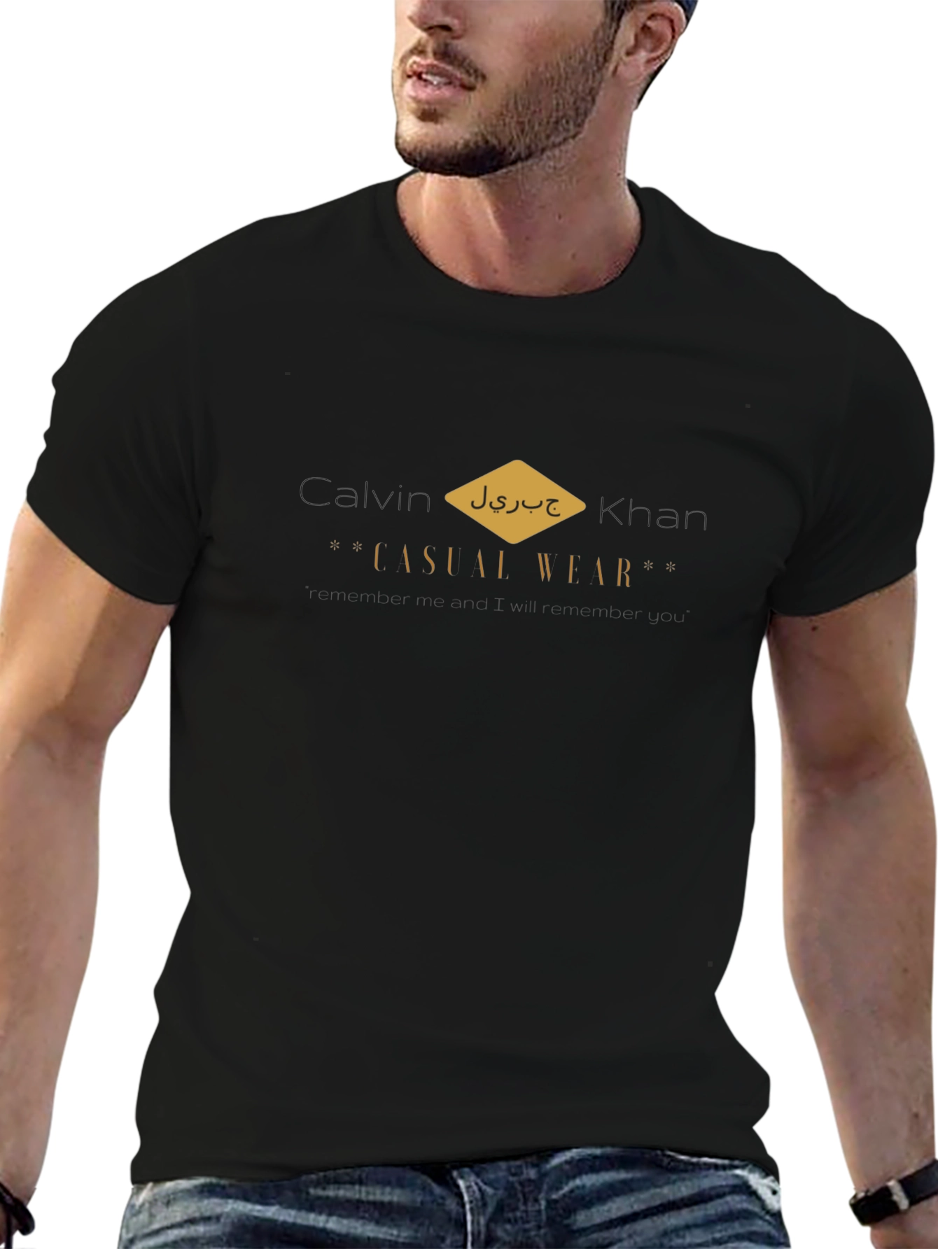 Mens Black Casual Wear Graphic T-Shirt