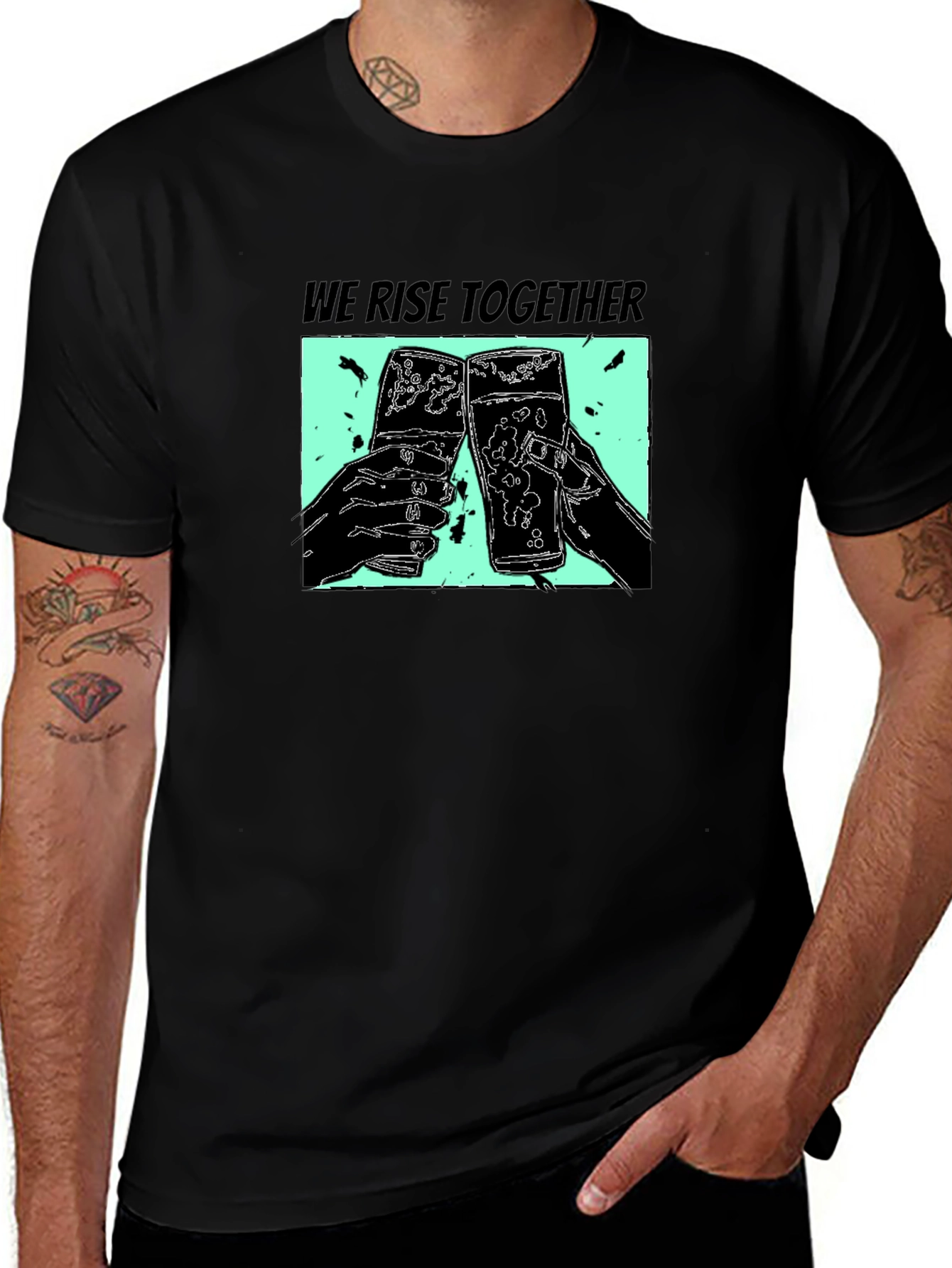 We Rise Together Black Graphic T-Shirt