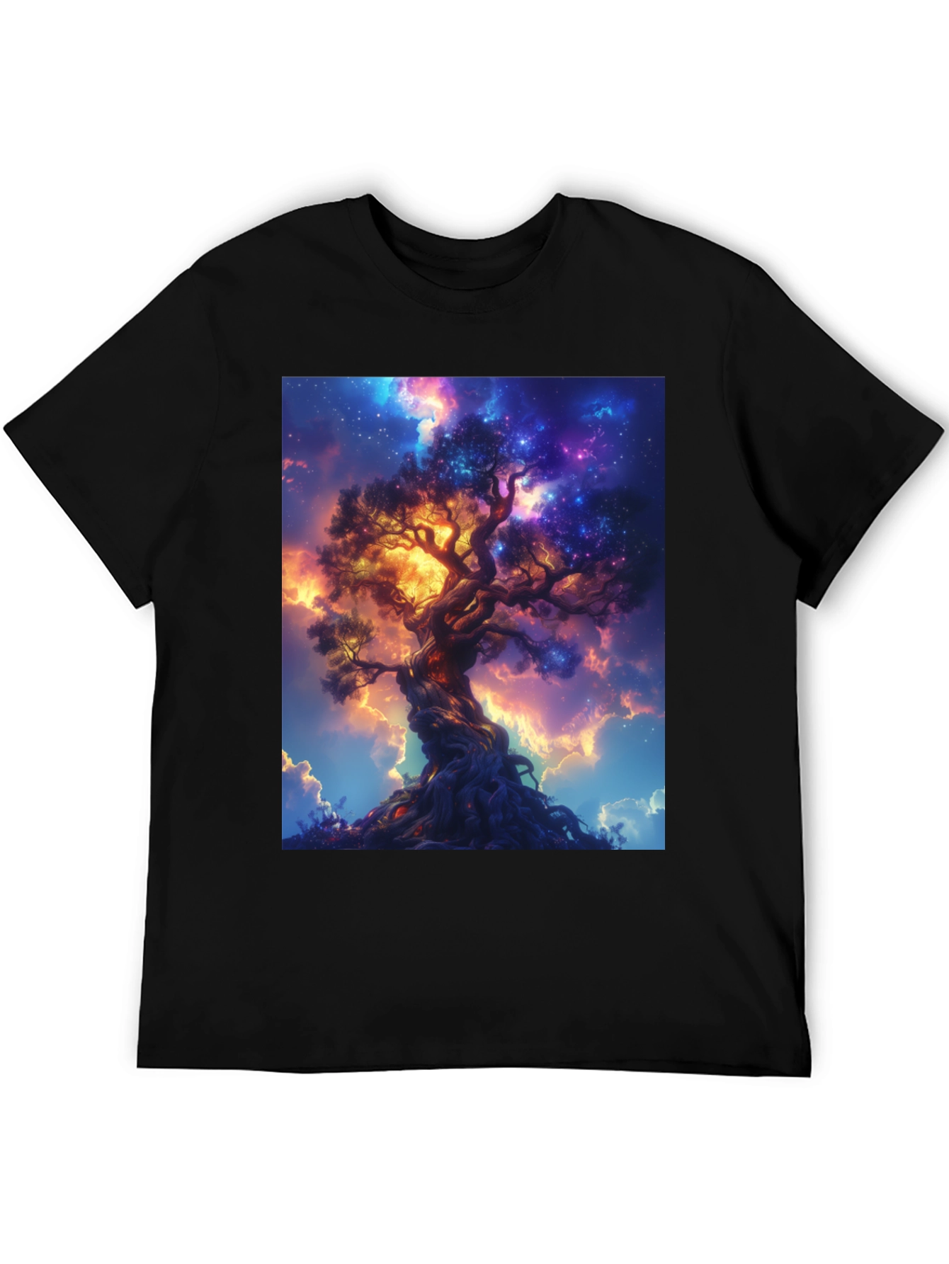 Cosmic Tree Graphic Black T-Shirt