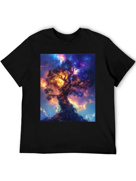 Cosmic Tree Graphic Black T-Shirt