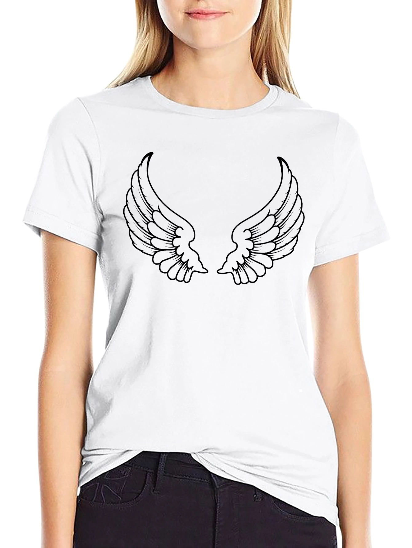 Wings Graphic Print Black T-Shirt