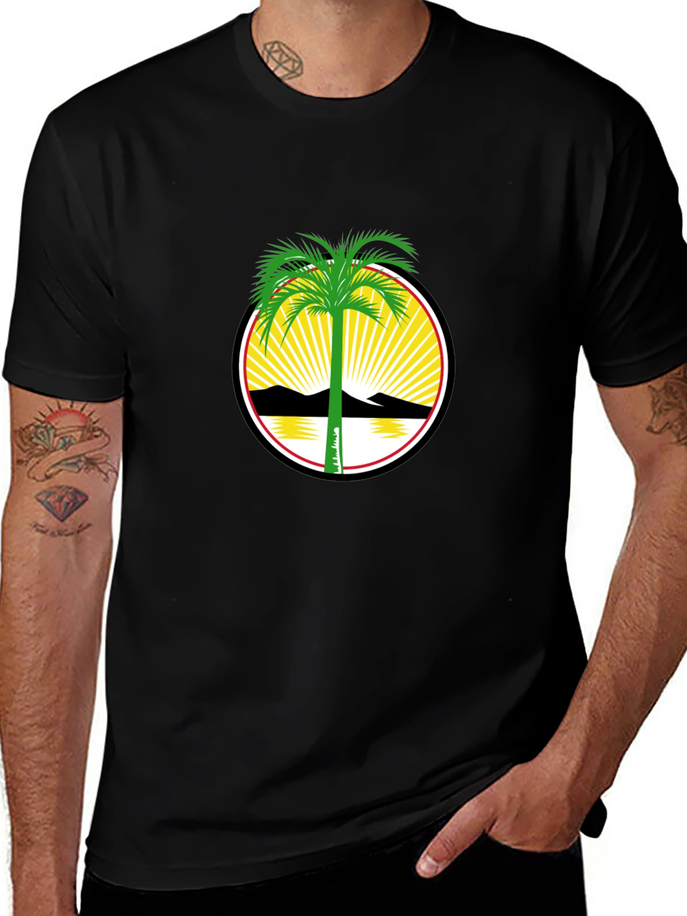 Palm Tree Graphic Print Crew Neck T-Shirt
