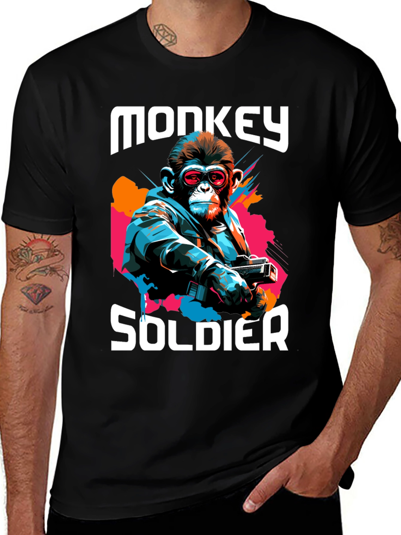 Monkey Soldier Graphic T-Shirt - Cool & Unique Design