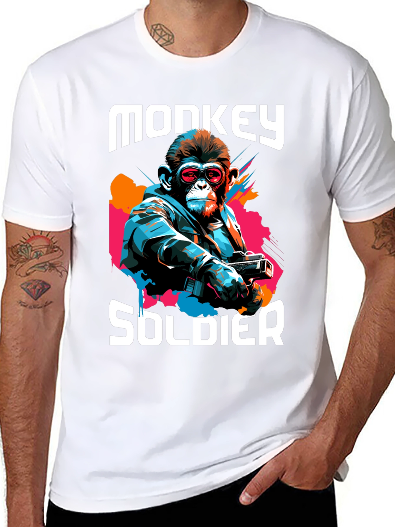 Monkey Soldier Graphic T-Shirt - Cool & Unique Design