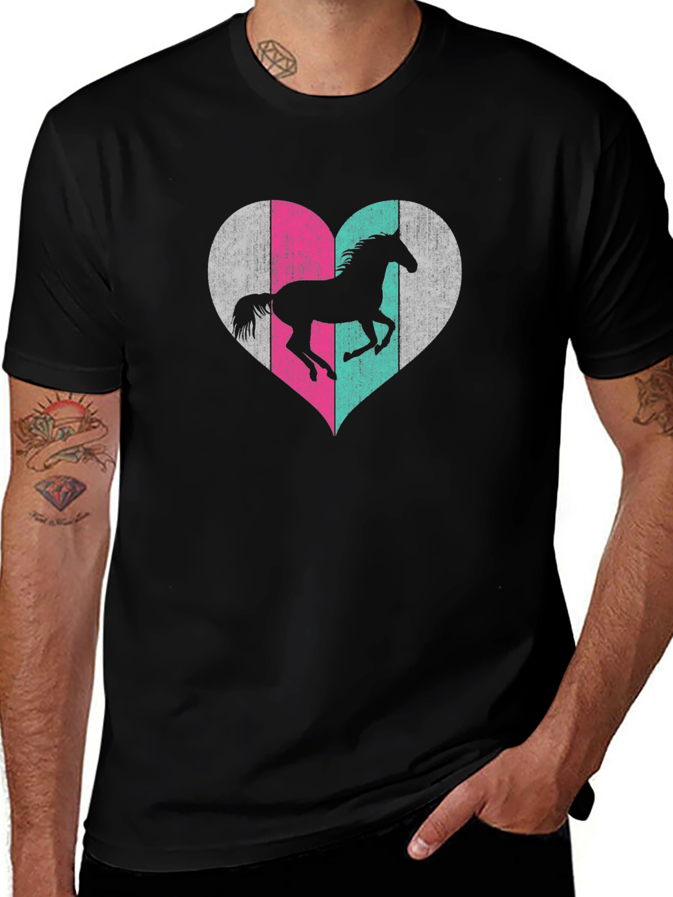 Horse Heart Graphic Tee - Unisex Black T-Shirt