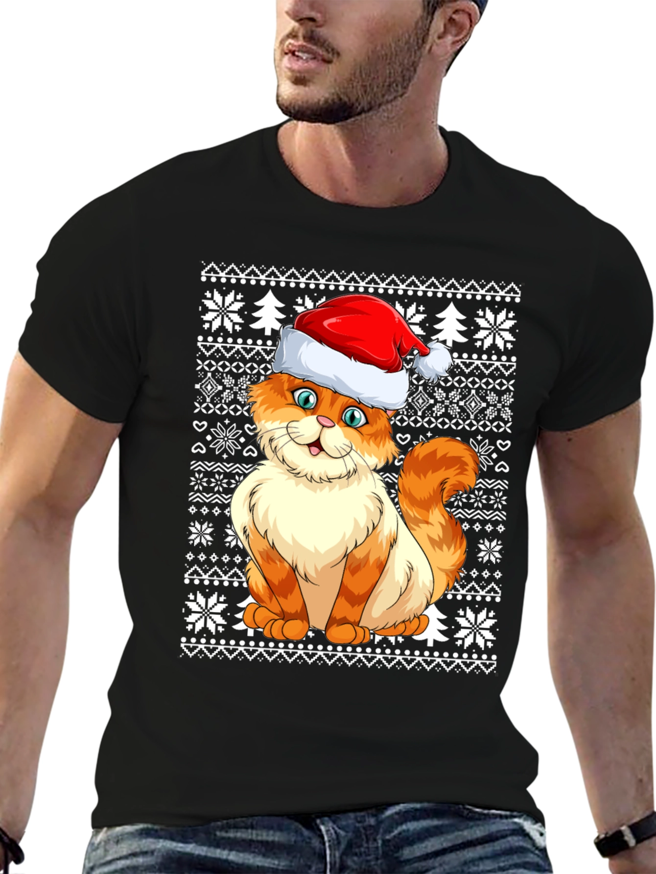 Festive Cat Christmas T-Shirt