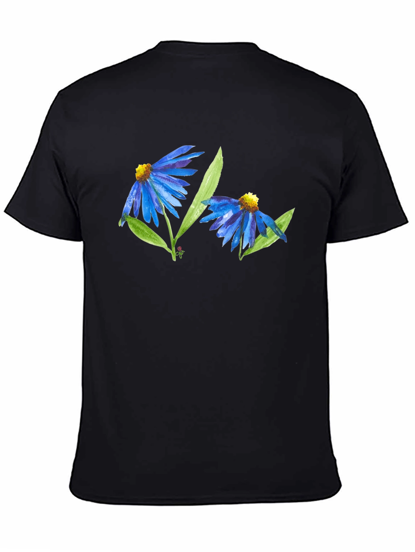 Blue Flower Graphic T-Shirt - Soft Cotton Blend