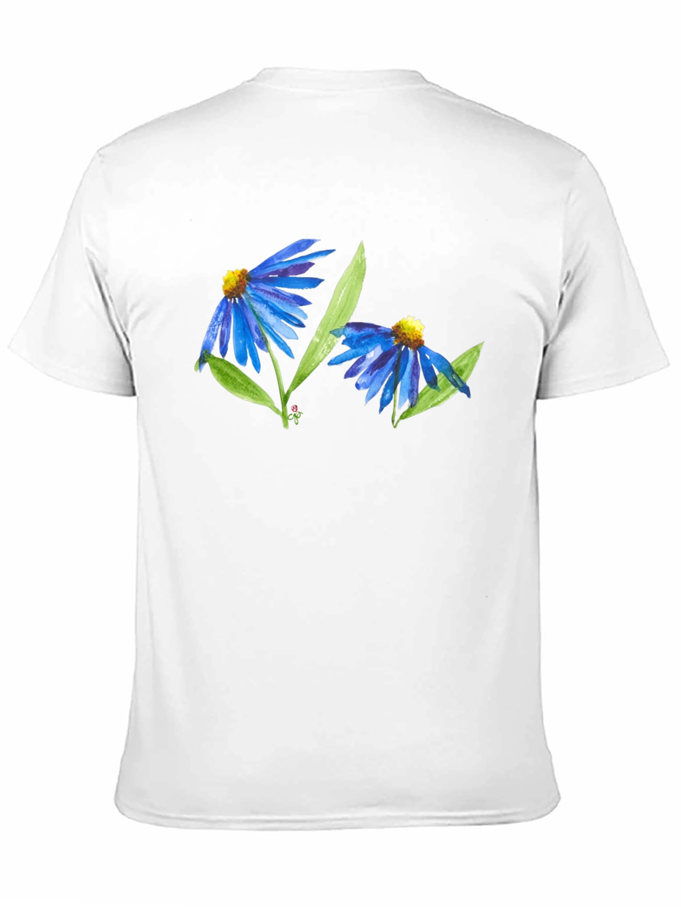 Blue Flower Graphic T-Shirt - Soft Cotton Blend