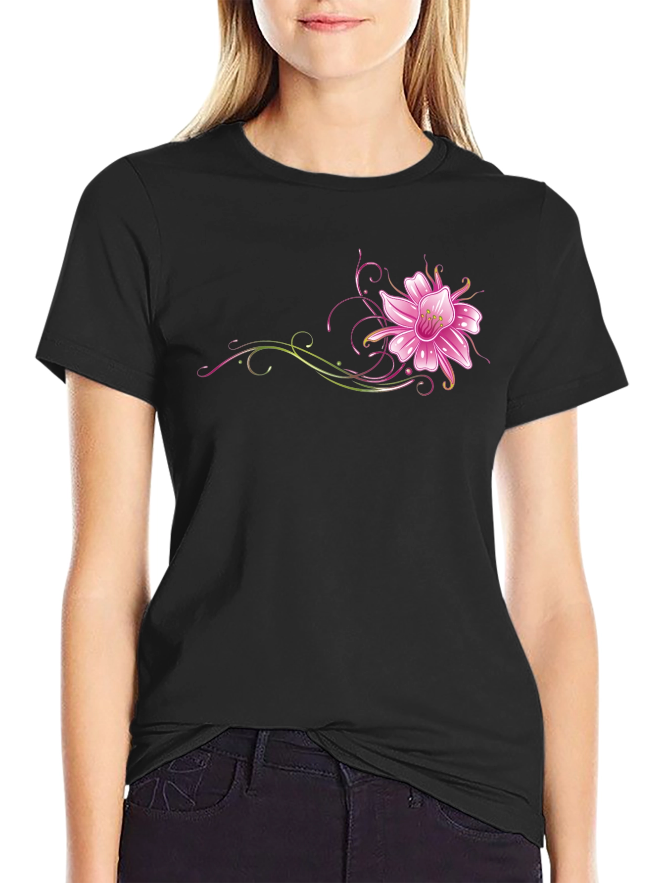 Black Floral T-Shirt - Stylish Graphic Tee