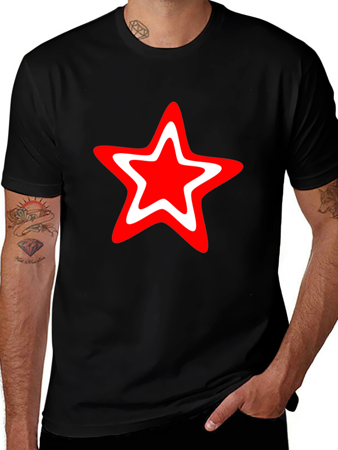 Red Star Graphic Black T-Shirt