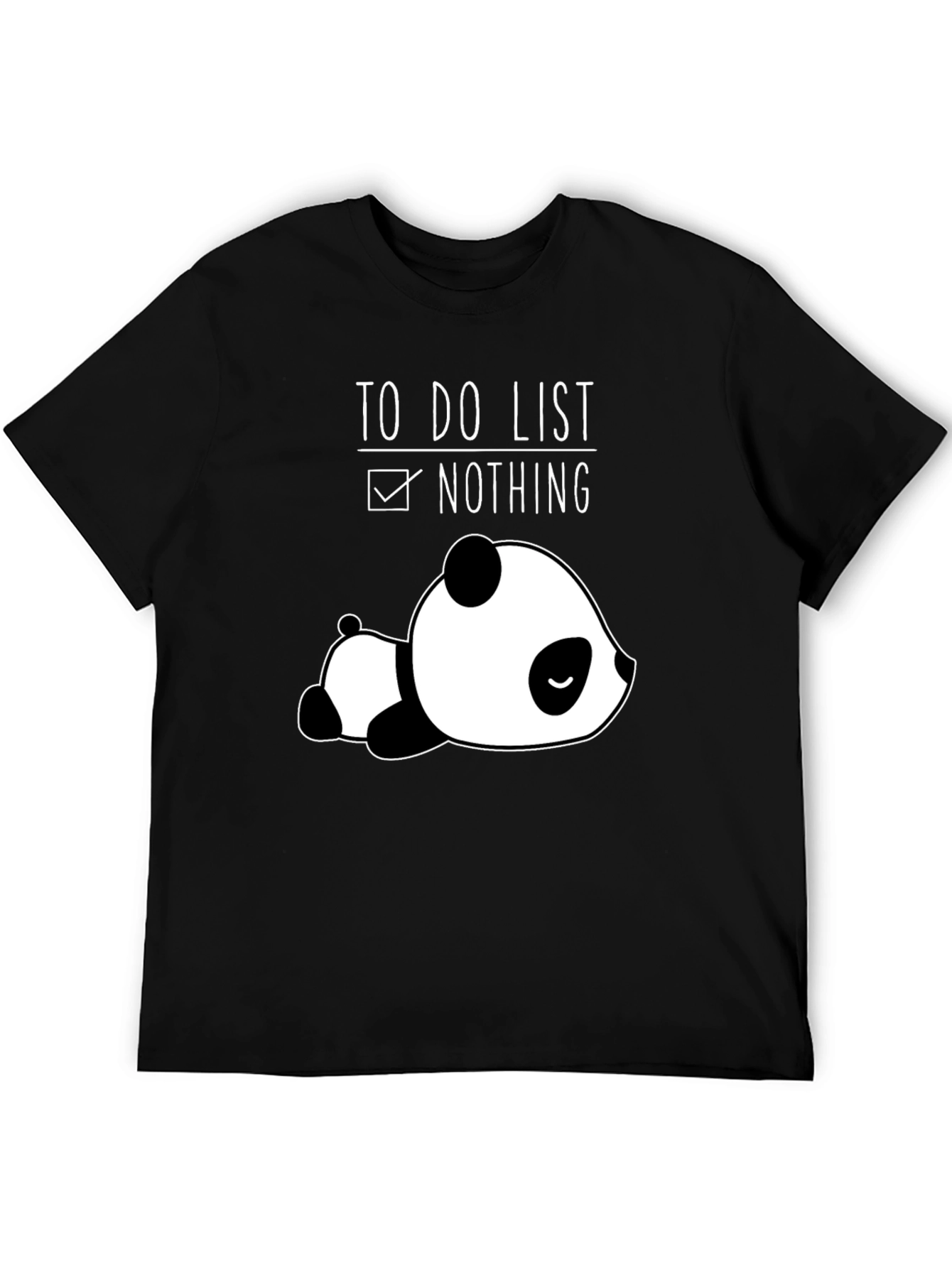 Lazy Panda To-Do List Nothing Black T-Shirt