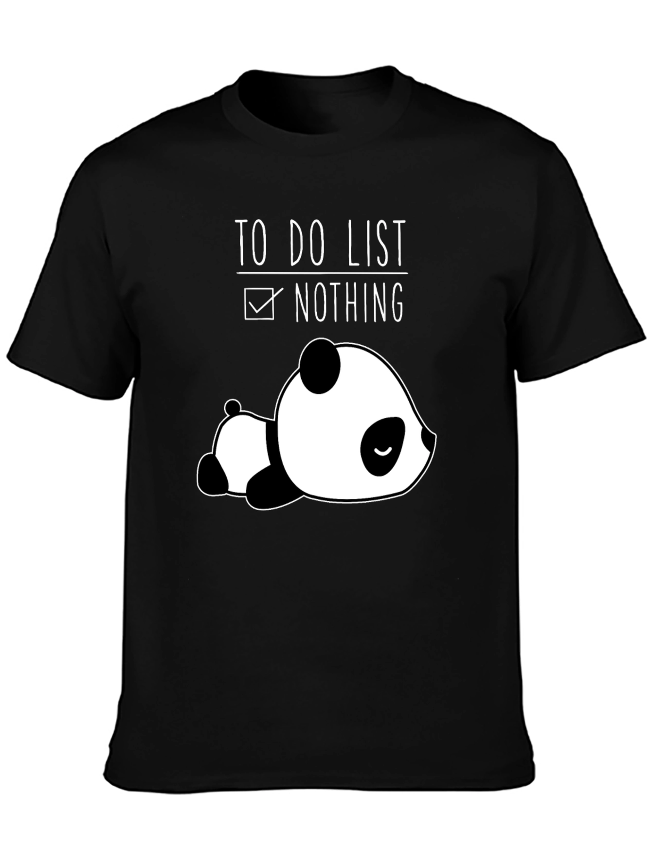 Lazy Panda To-Do List Nothing Black T-Shirt
