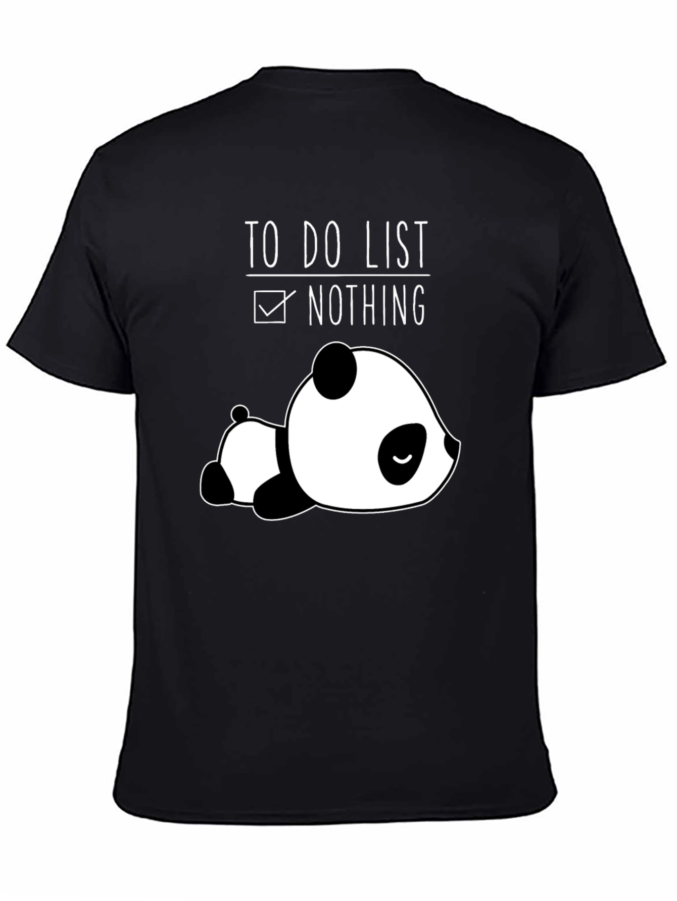 Lazy Panda To-Do List Nothing Black T-Shirt