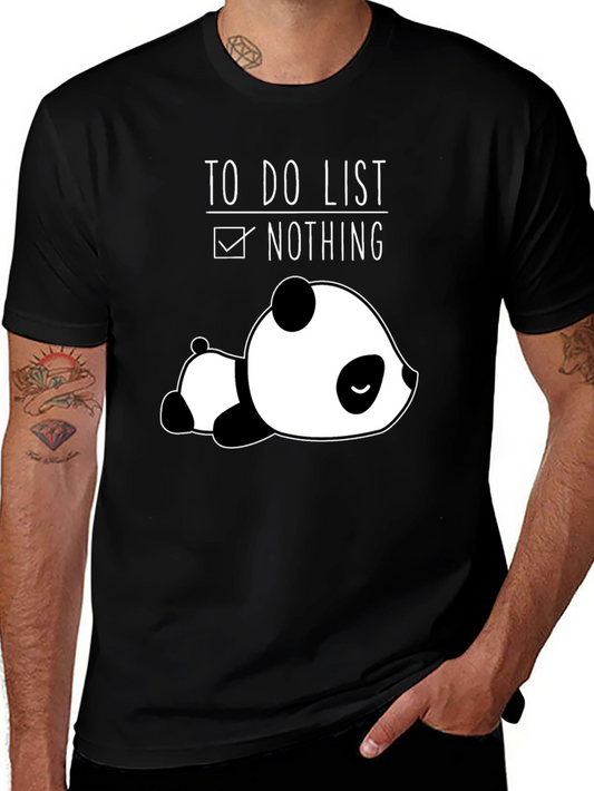 Lazy Panda To-Do List Nothing Black T-Shirt