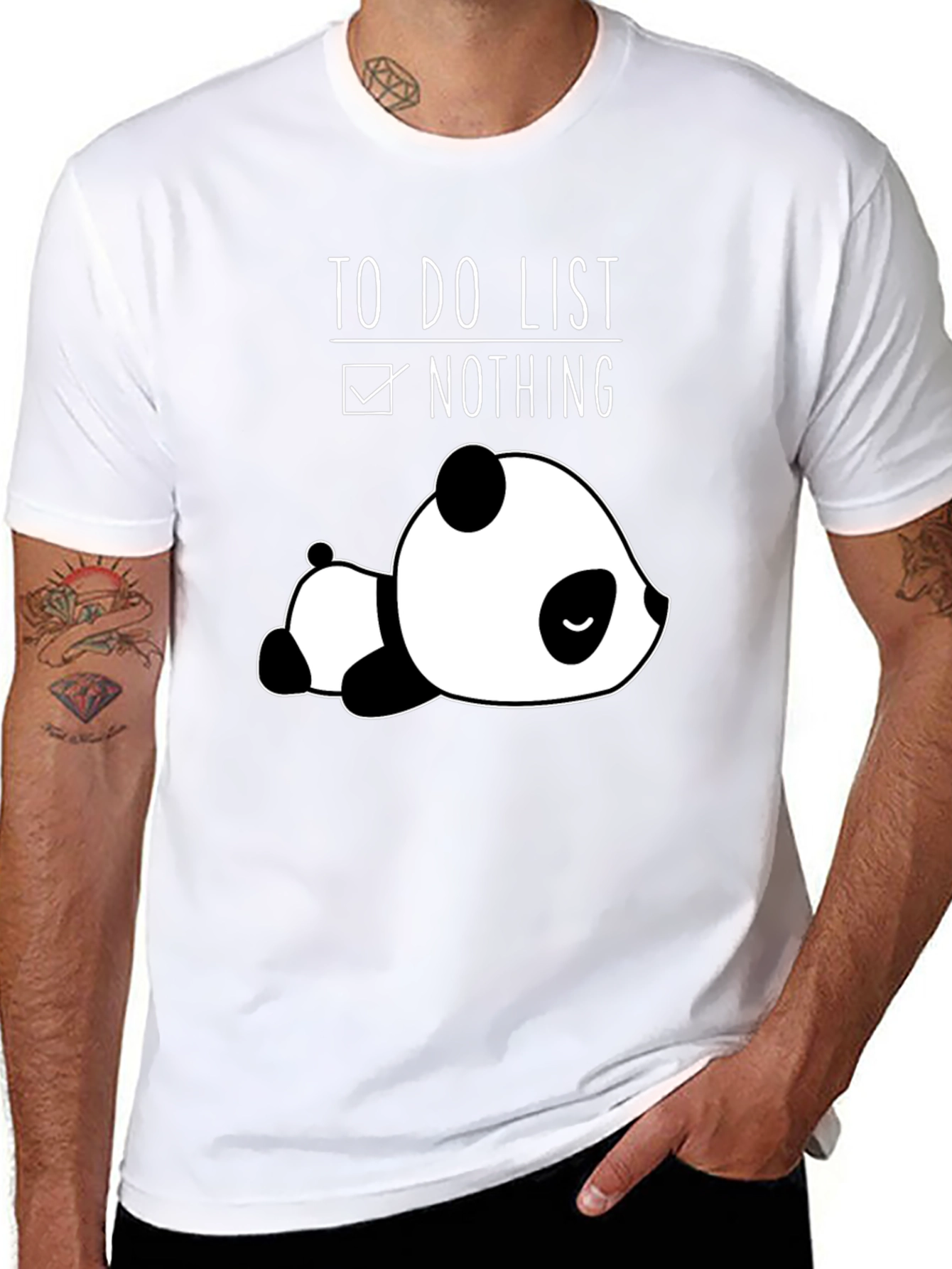 Lazy Panda To-Do List Nothing Black T-Shirt