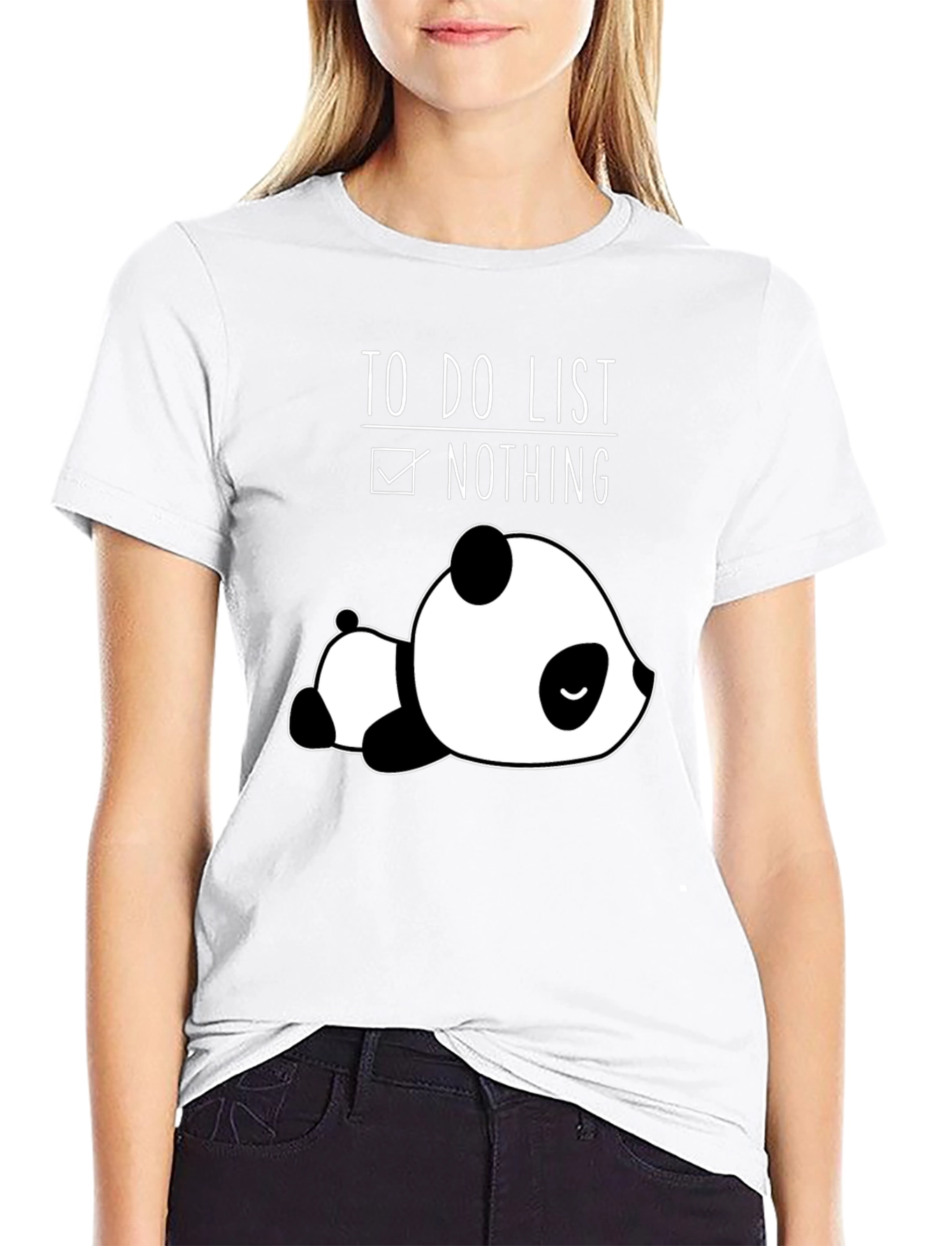 Lazy Panda To-Do List Nothing Black T-Shirt