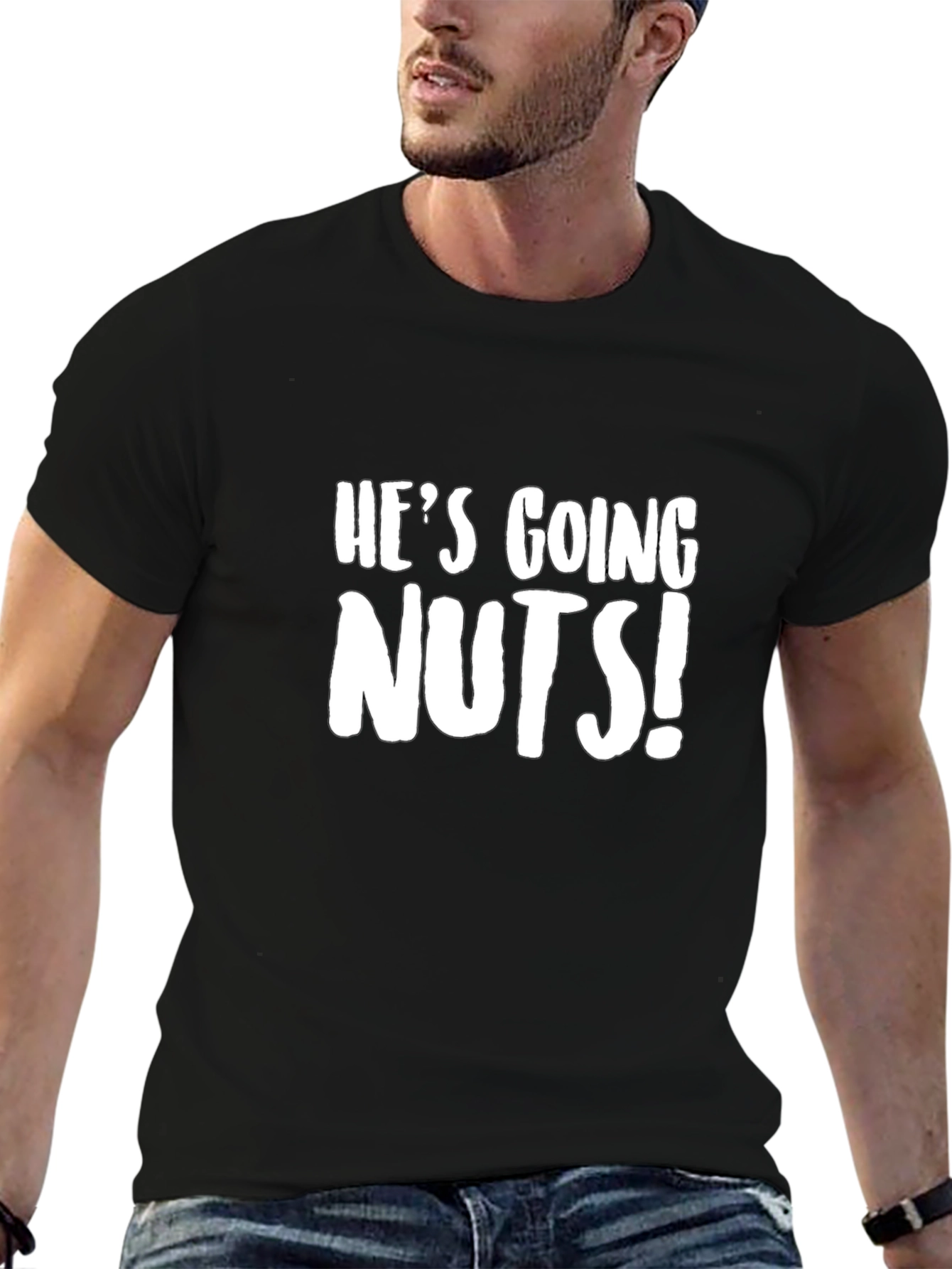 Hes Going Nuts! Graphic Tee - Soft Black T-Shirt