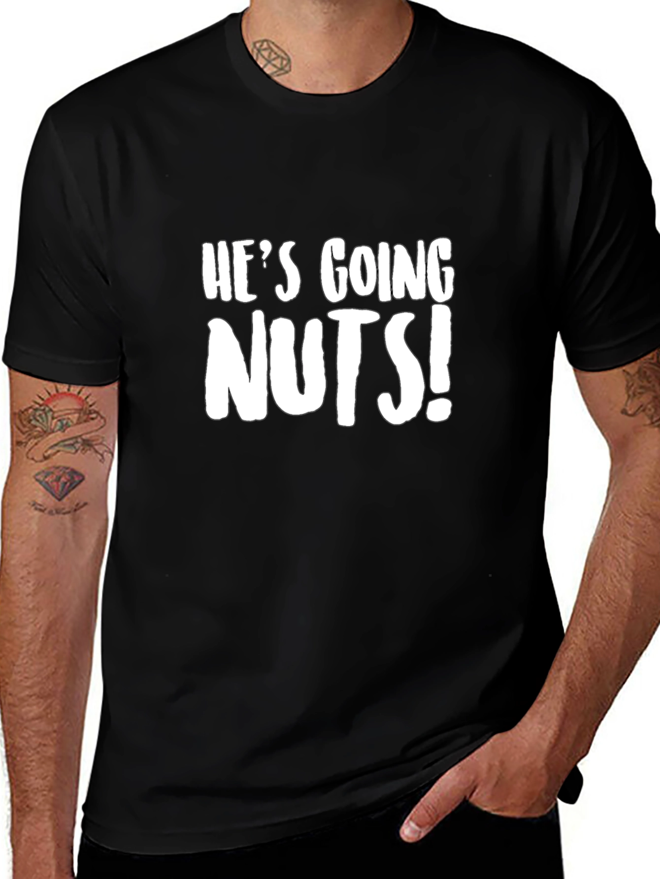 Hes Going Nuts! Graphic Tee - Soft Black T-Shirt