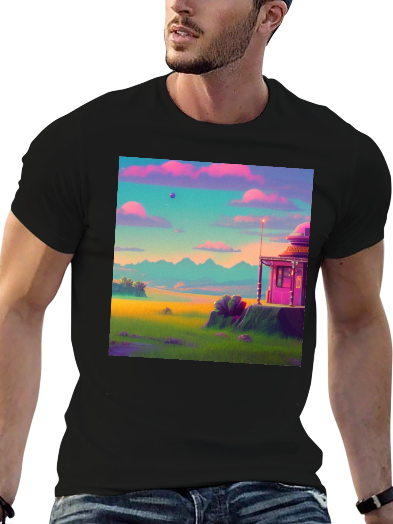 Vaporwave Landscape Graphic Tee - Retro Style