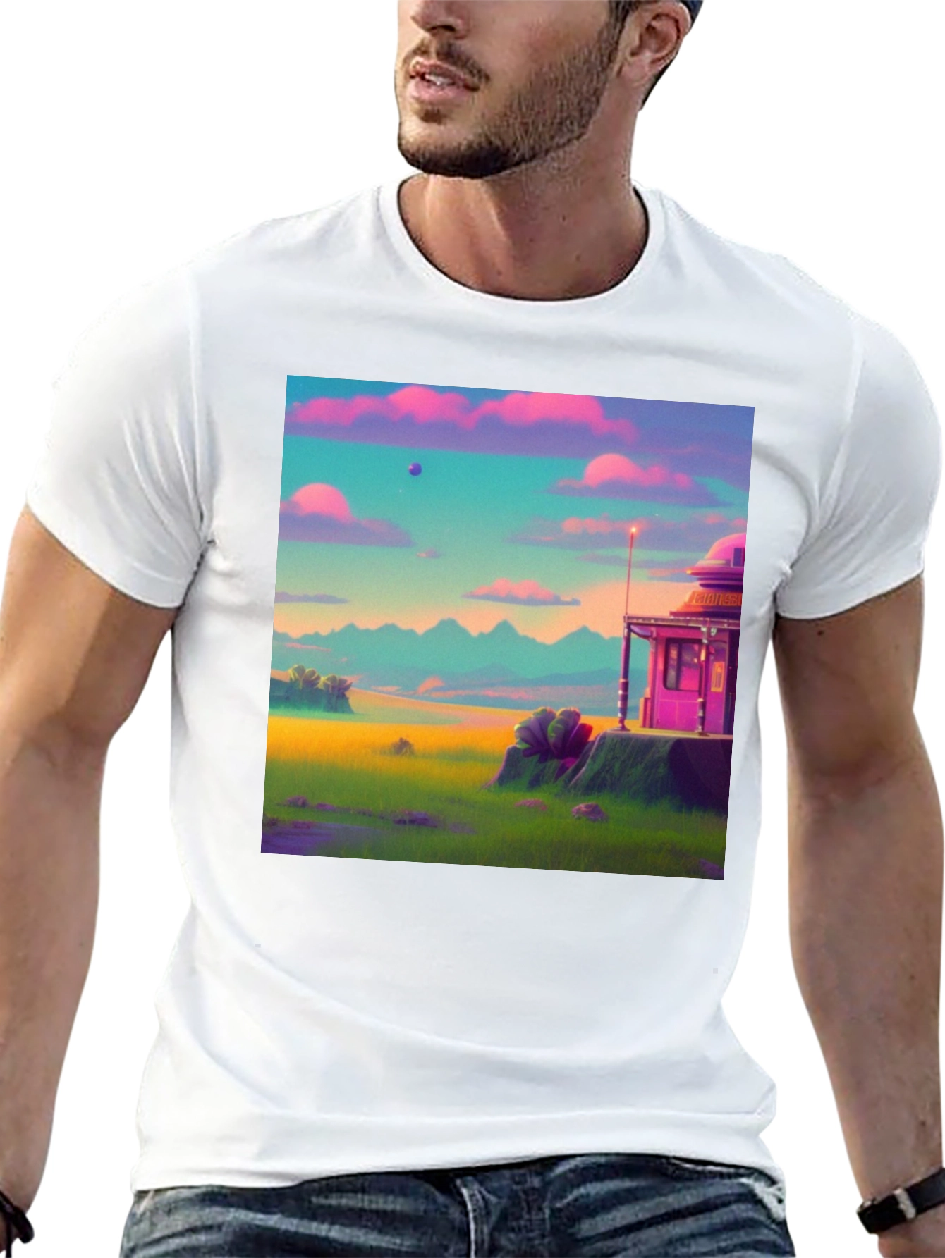 Vaporwave Landscape Graphic Tee - Retro Style