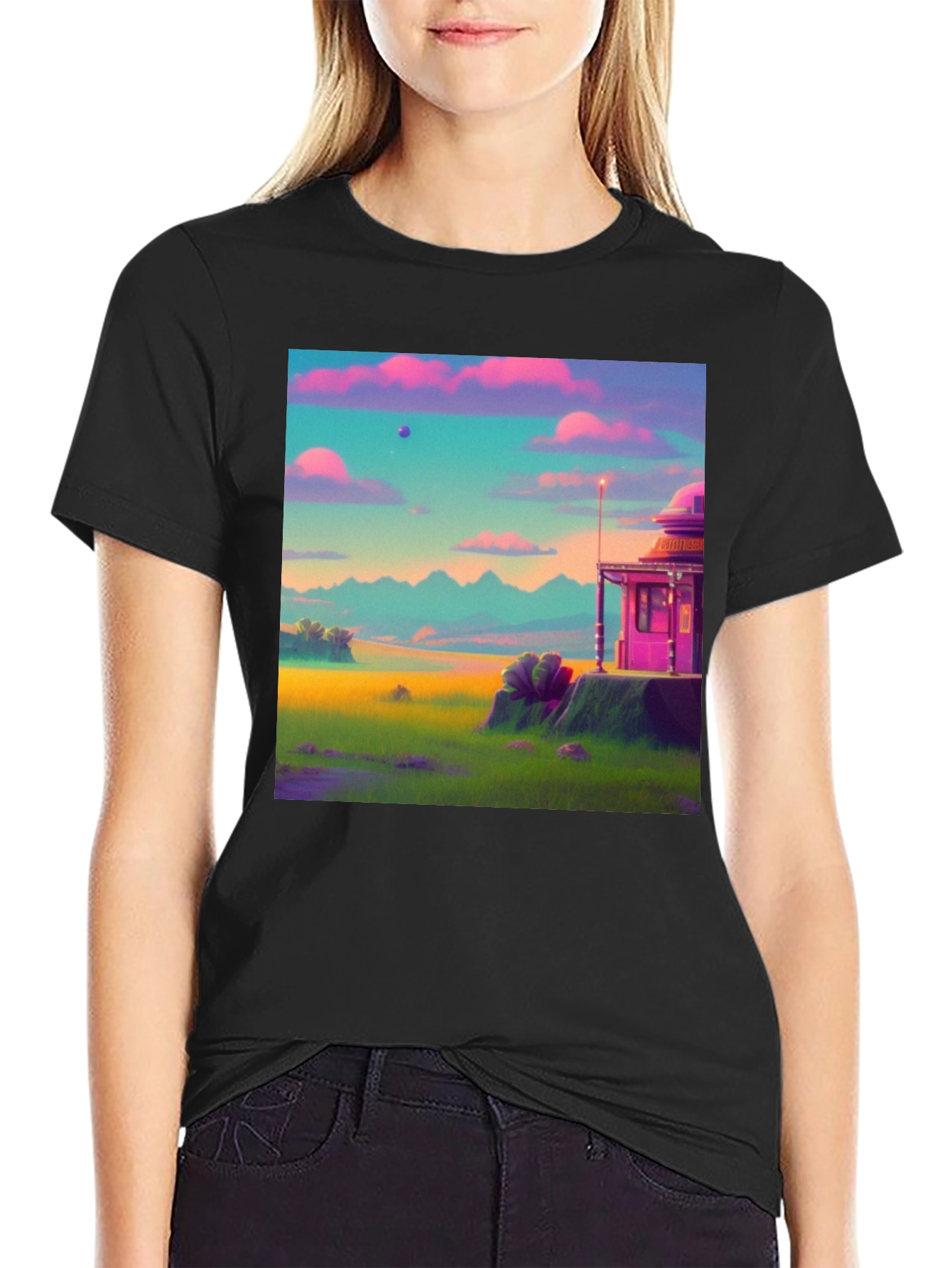 Vaporwave Landscape Graphic Tee - Retro Style