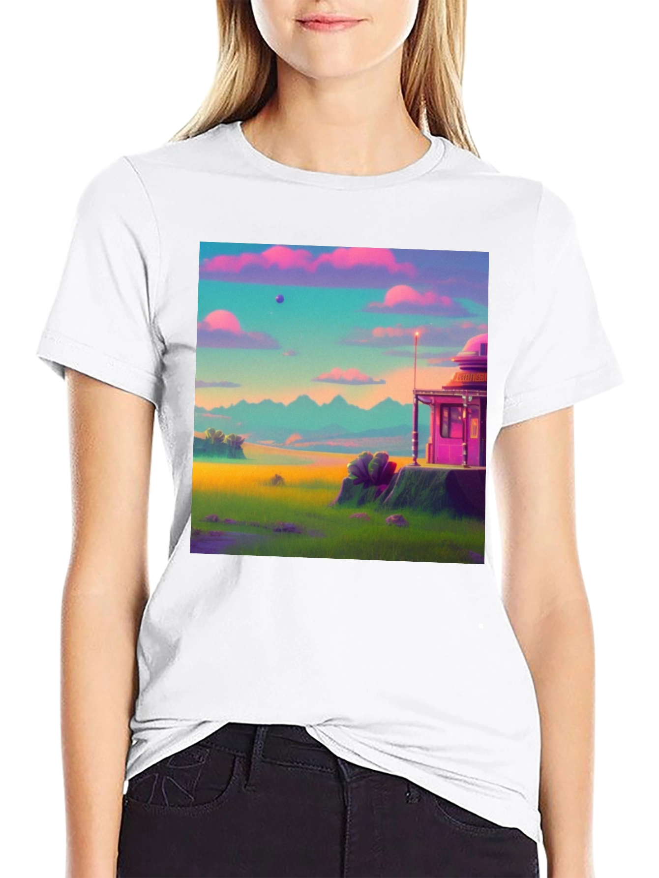 Vaporwave Landscape Graphic Tee - Retro Style