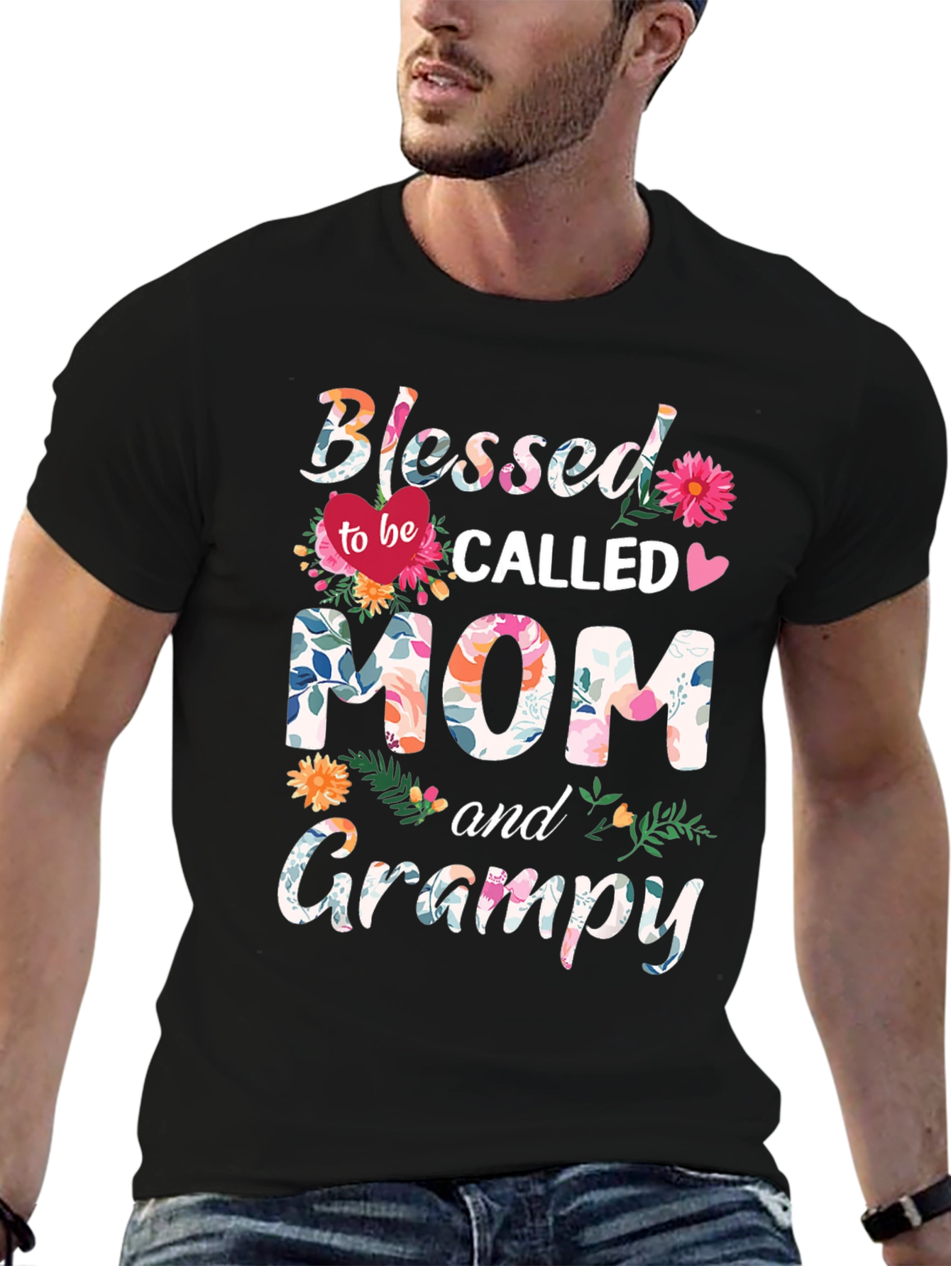 Blessed Mom & Grampy Floral T-Shirt