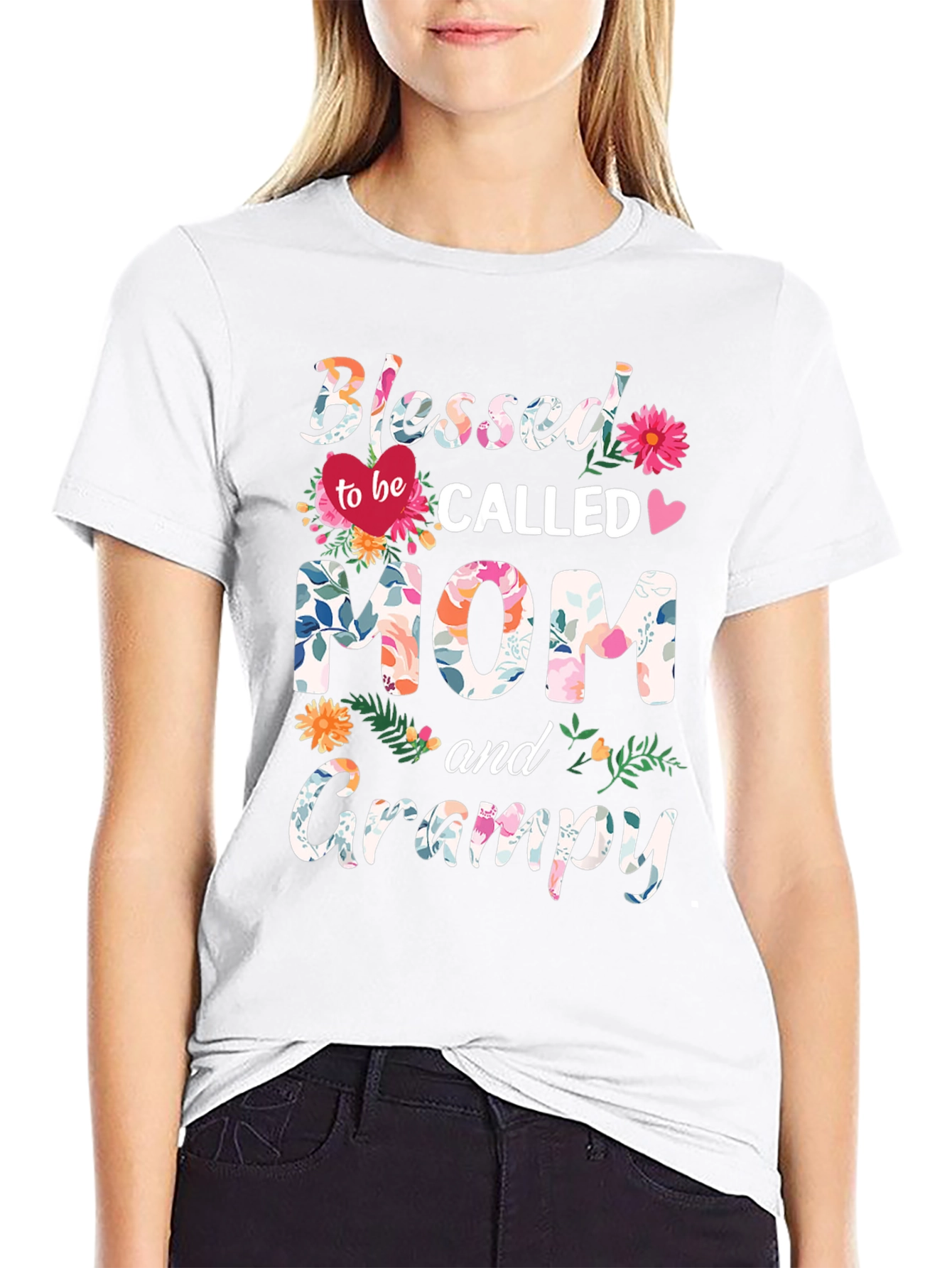 Blessed Mom & Grampy Floral T-Shirt
