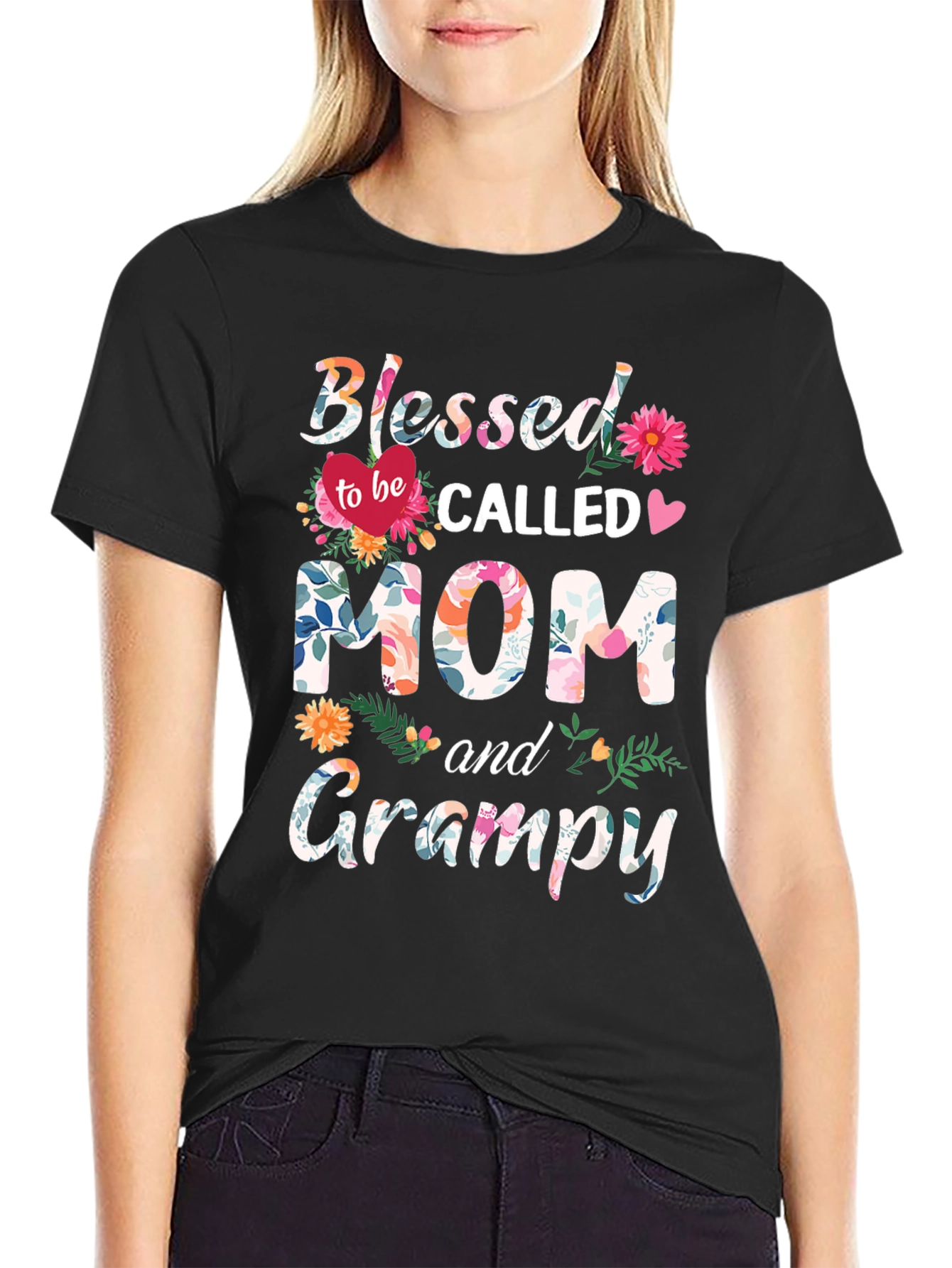 Blessed Mom & Grampy Floral T-Shirt