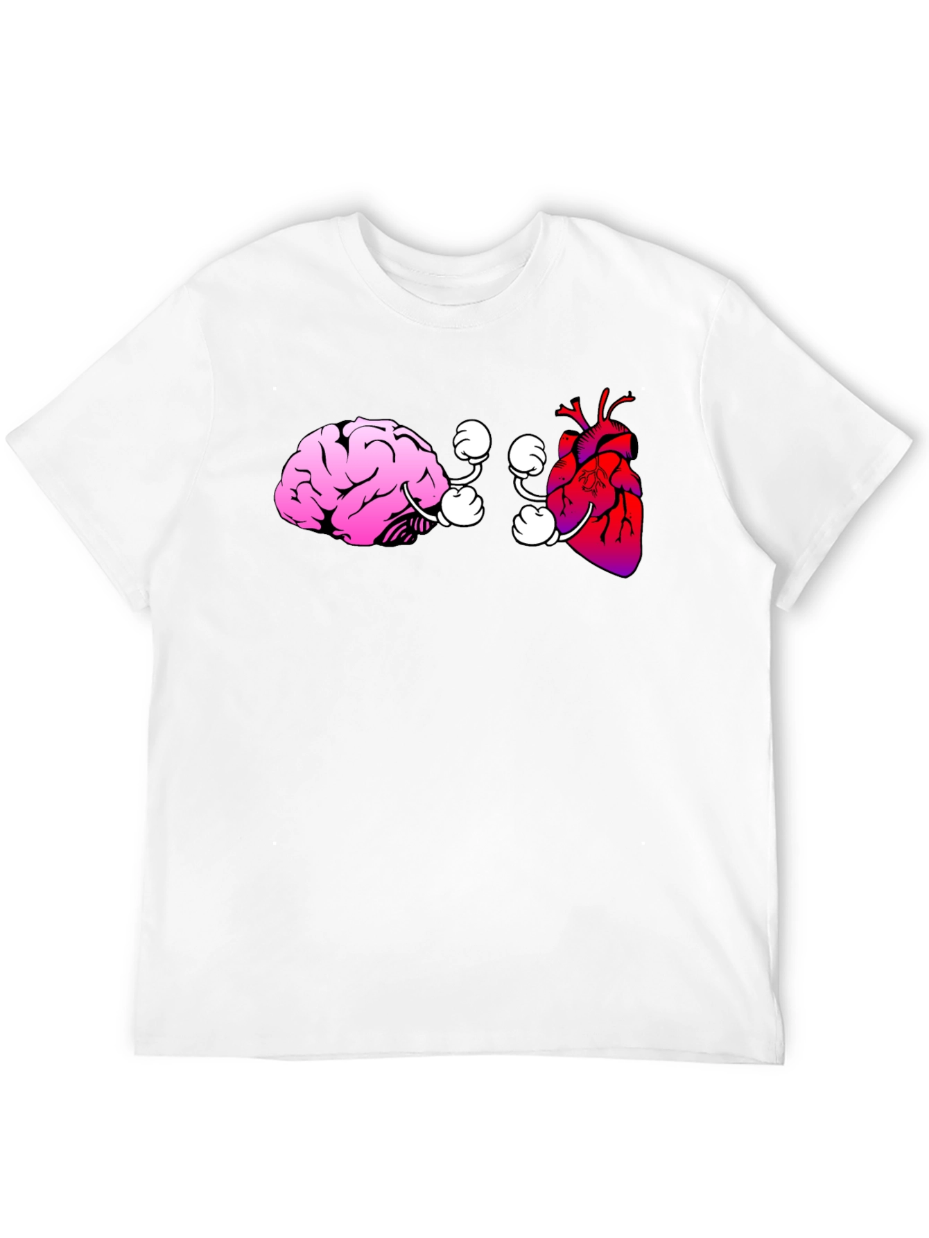 Brain vs. Heart Graphic Tee - Black Cotton T-Shirt