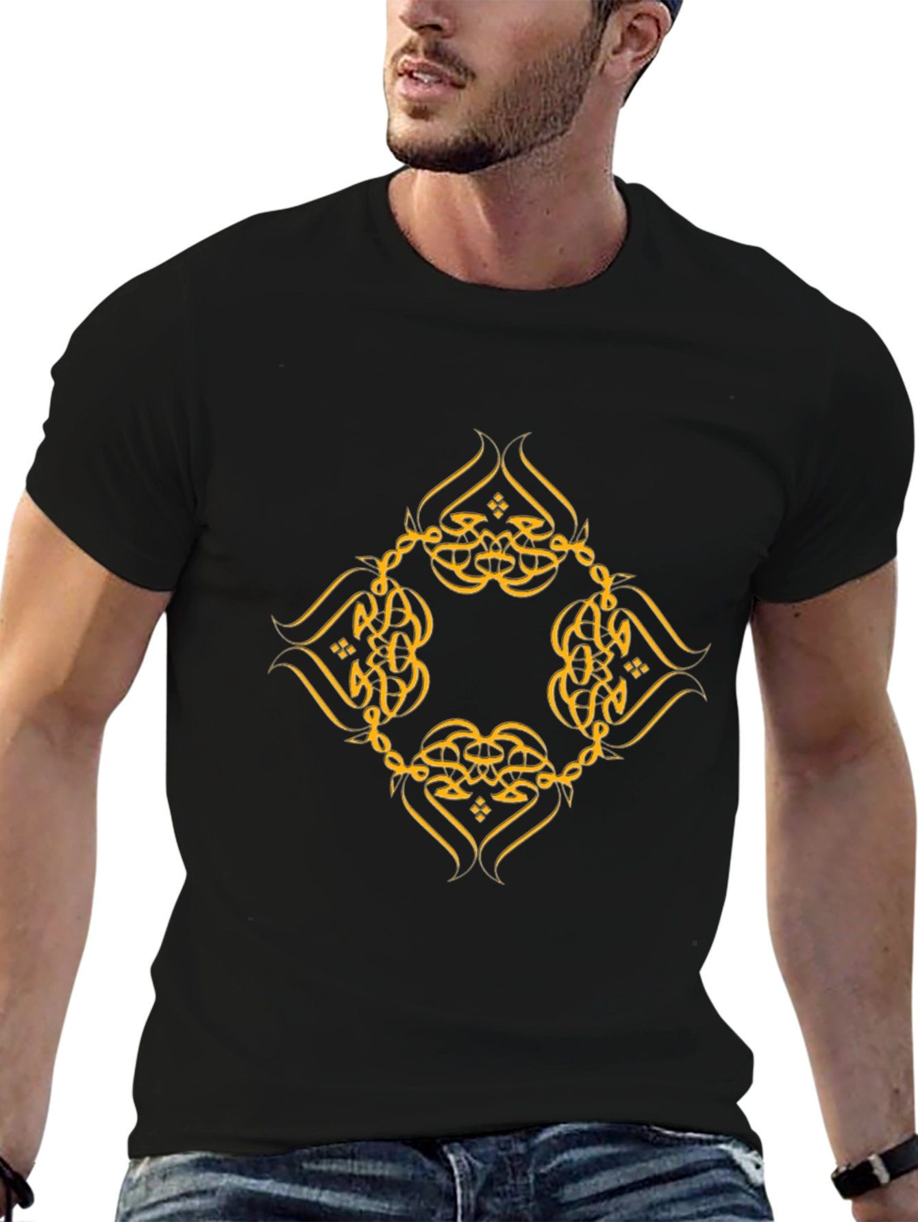 Elegant Arabic Calligraphy Design Black T-Shirt