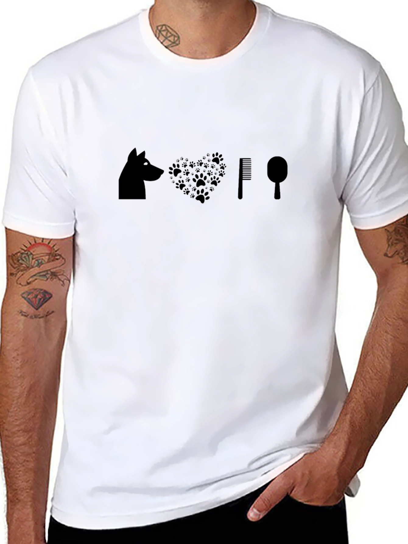 Dog Groomer T-Shirt Pet Paw Love Tee