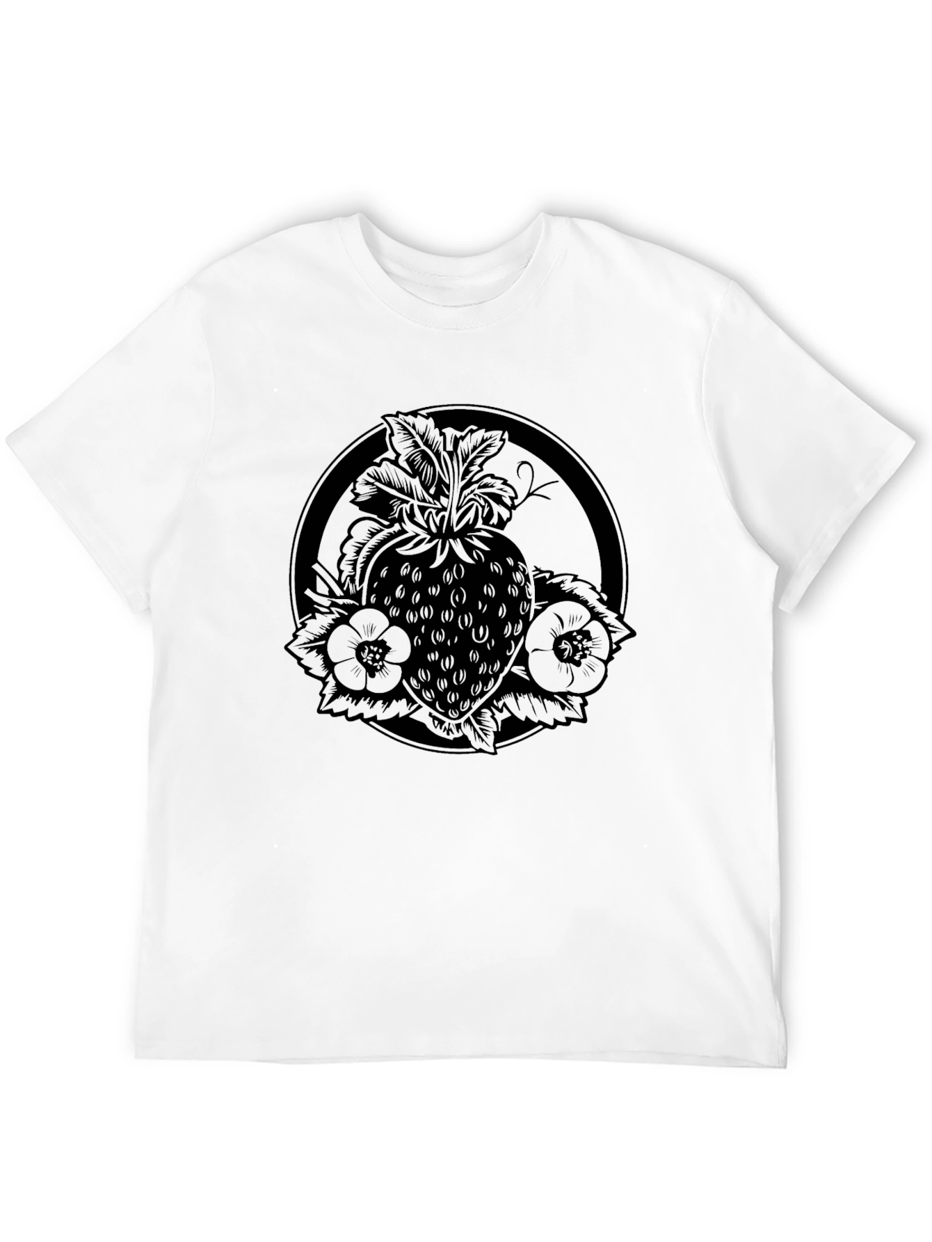 Strawberry Tattoo Style Black T-Shirt