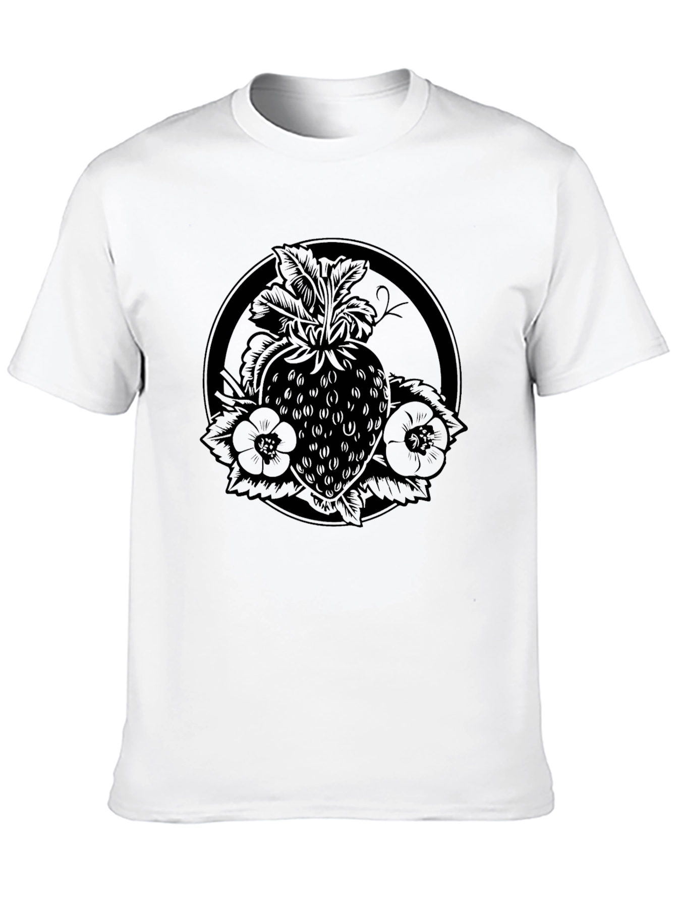 Strawberry Tattoo Style Black T-Shirt
